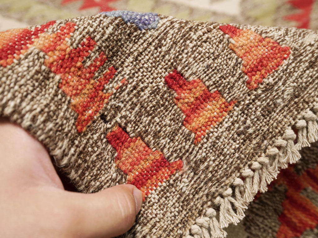 4x5 Ft Red Maimana Kilim Rug - Traditional Flat Weave Wool Rug