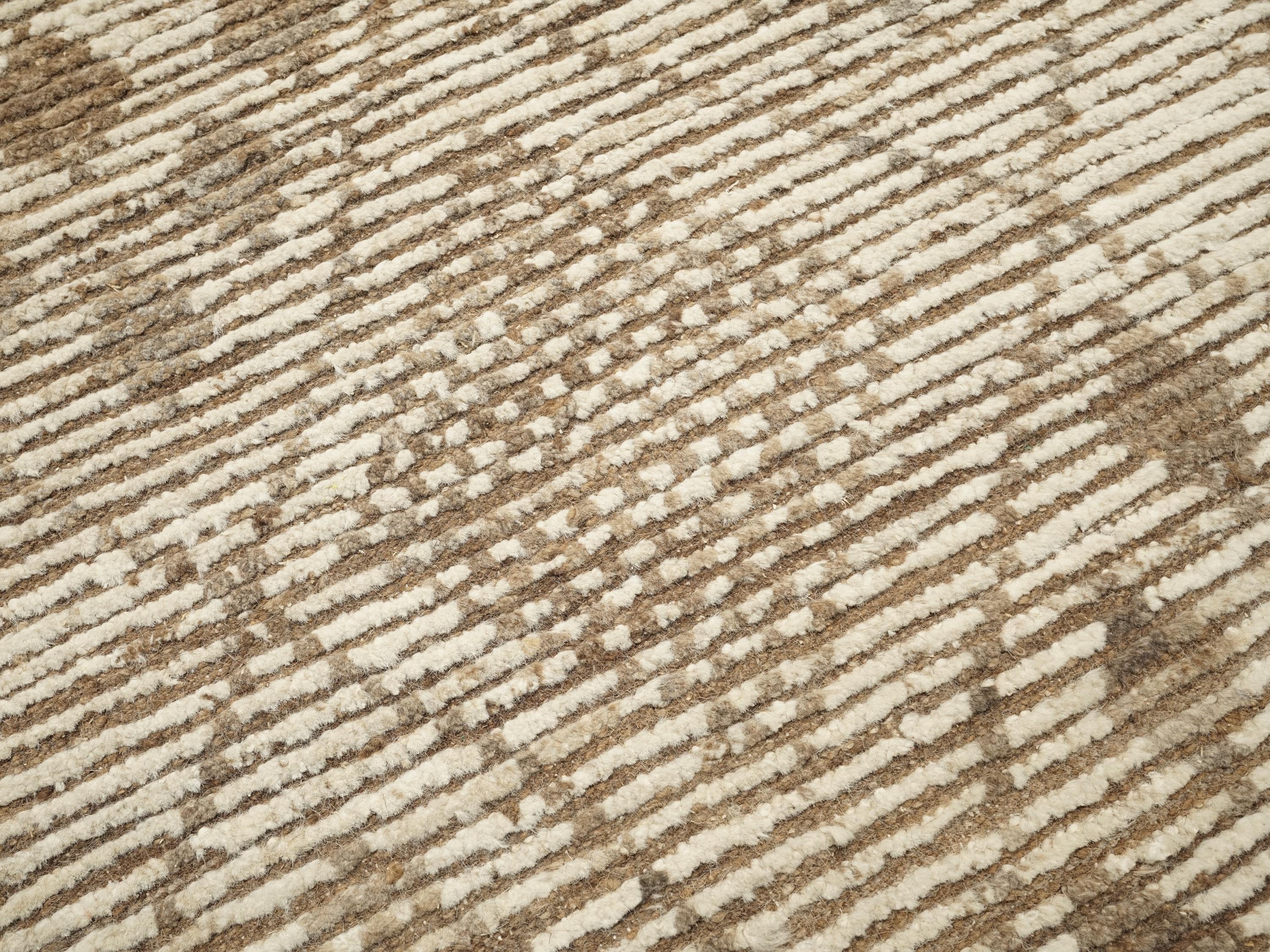 10 Ft Beige Moroccan Runner Rug - Hand Knotted Wool Runner