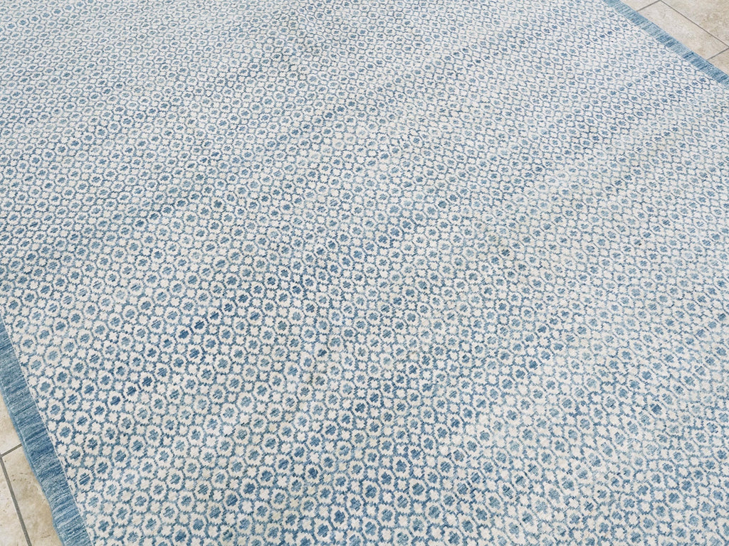 8x10 Ft Blue Gabbeh Rug - Hand Knotted Ghazni Wool Rug