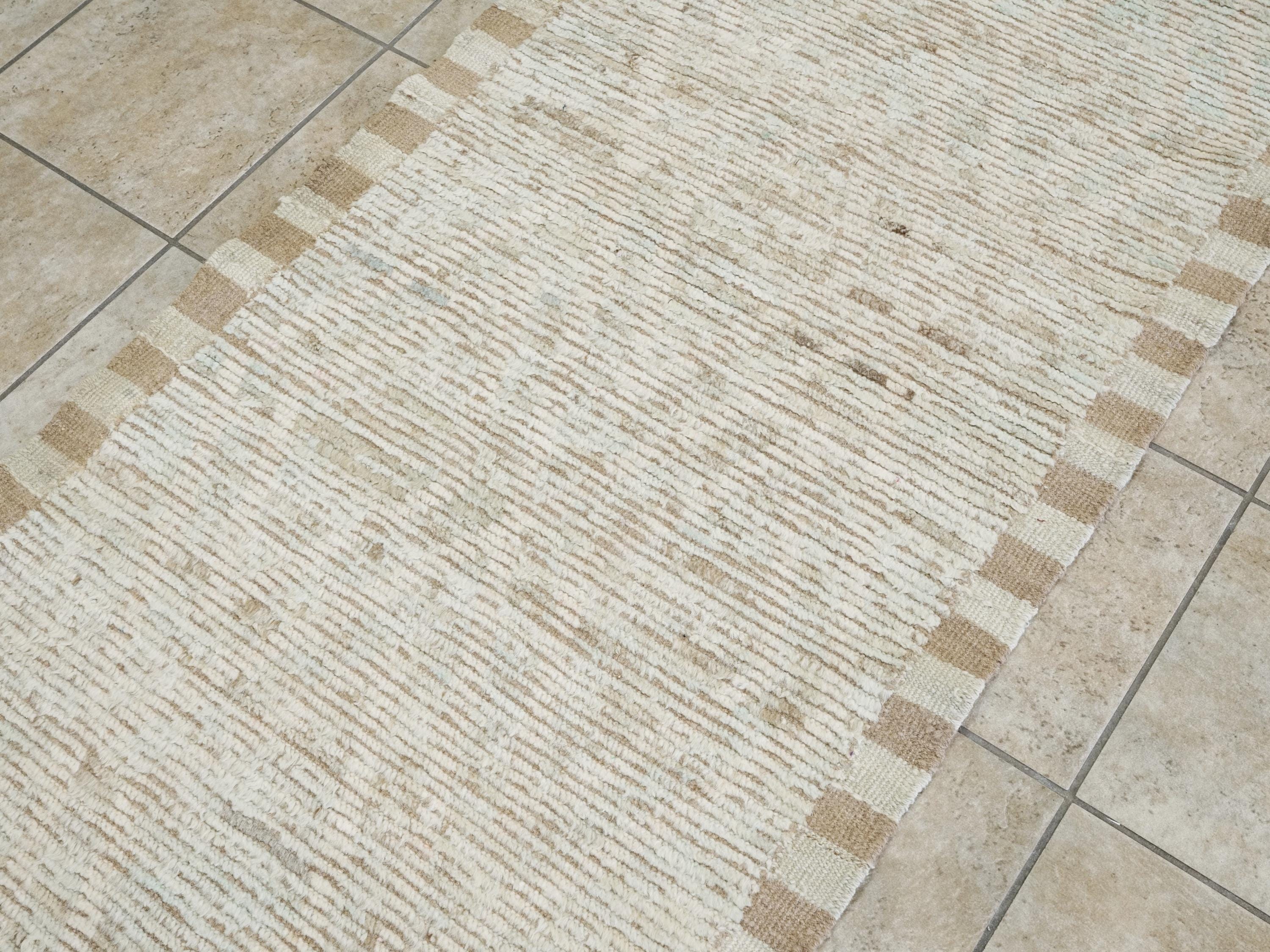 13 Ft Light Blue Moroccan Runner Rug - Hand Knotted Wool Rug