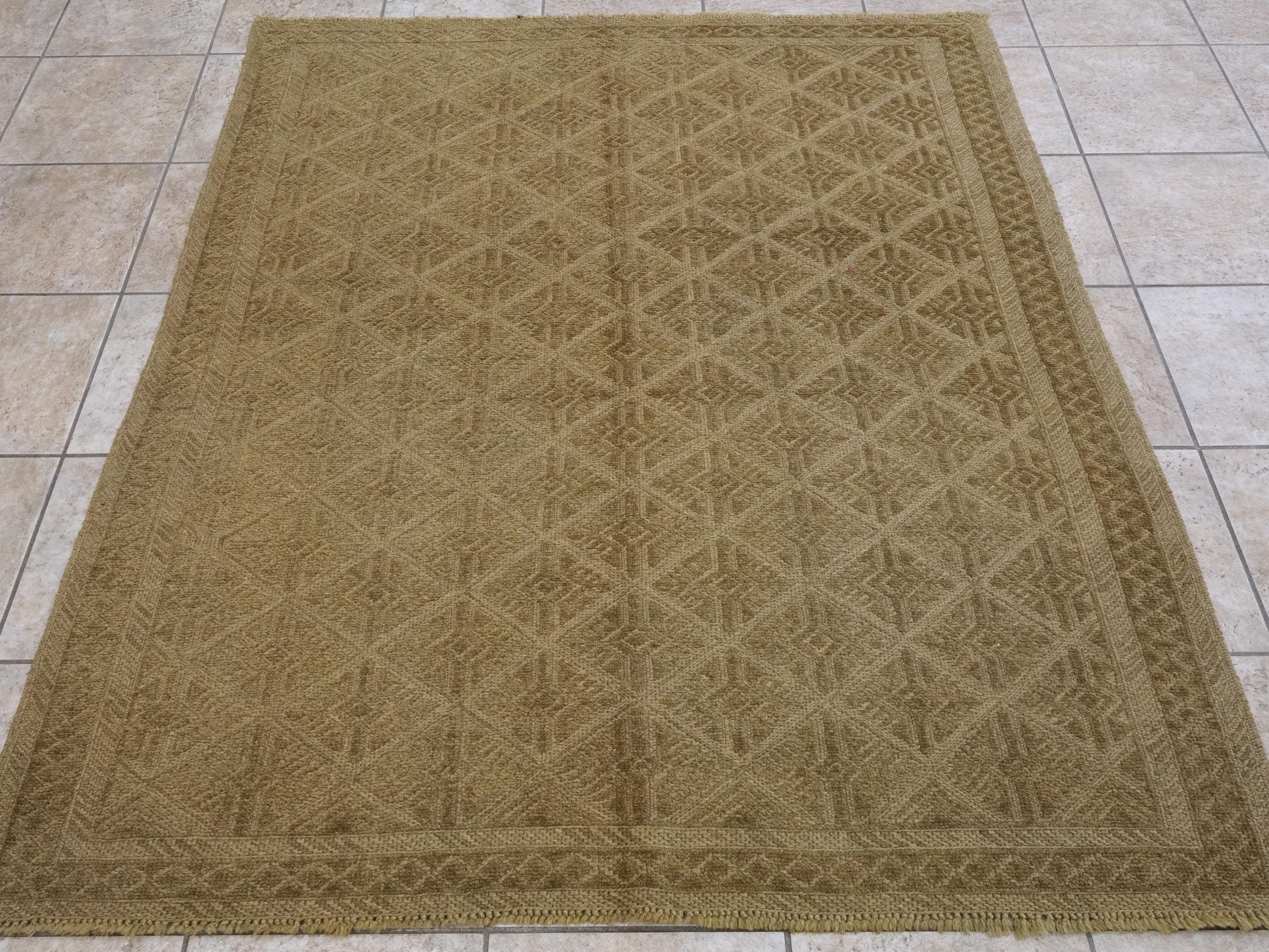 5x6 Ft Vintage Brown Tribal Kilim Rug - Hand Knotted Wool Area Rug
