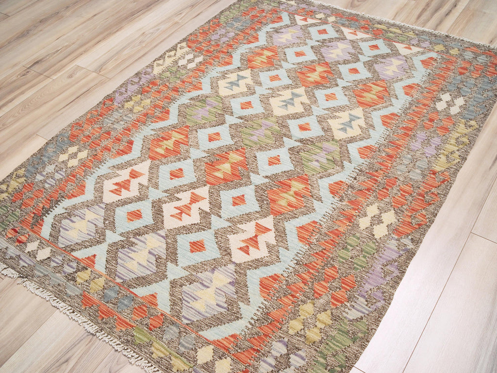 4x6 Ft Red Maimana Kilim Rug - Afghan Flat Weave