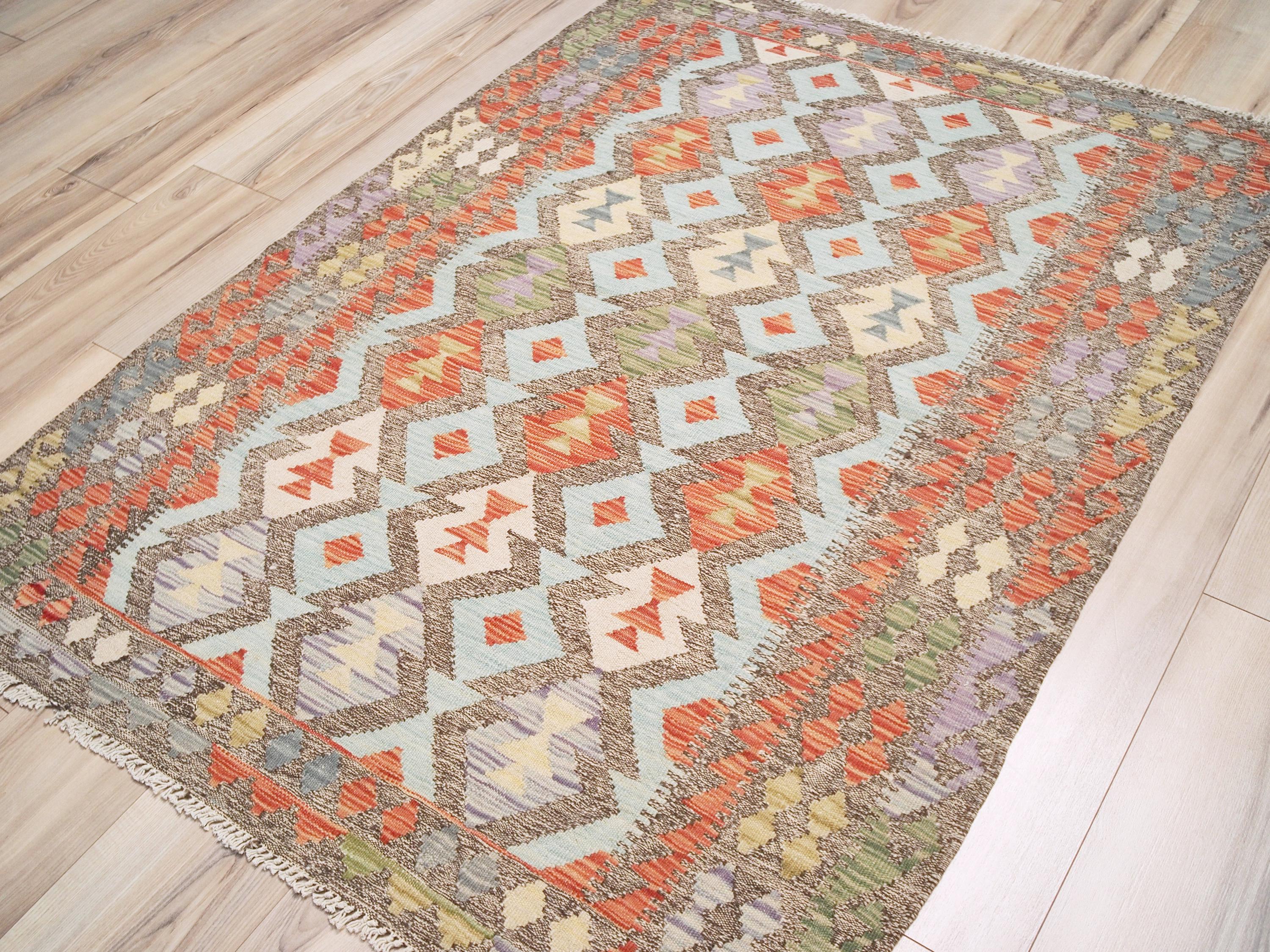 4x6 Ft Red Maimana Kilim Rug - Afghan Flat Weave