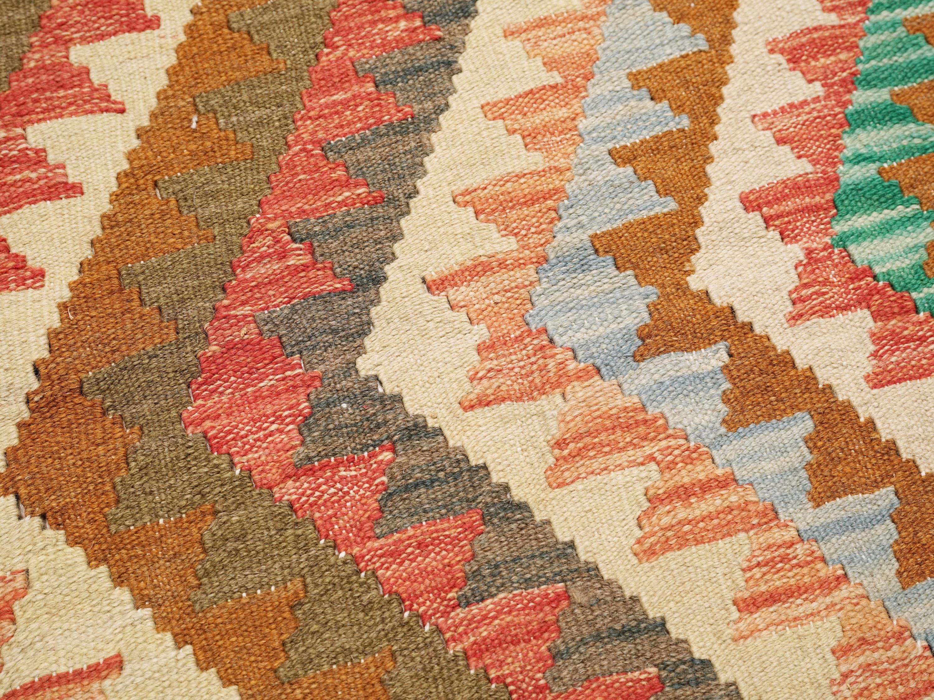 4x6 Ft Wool Kilim Rug - Flat Weave Scandinavian Rug