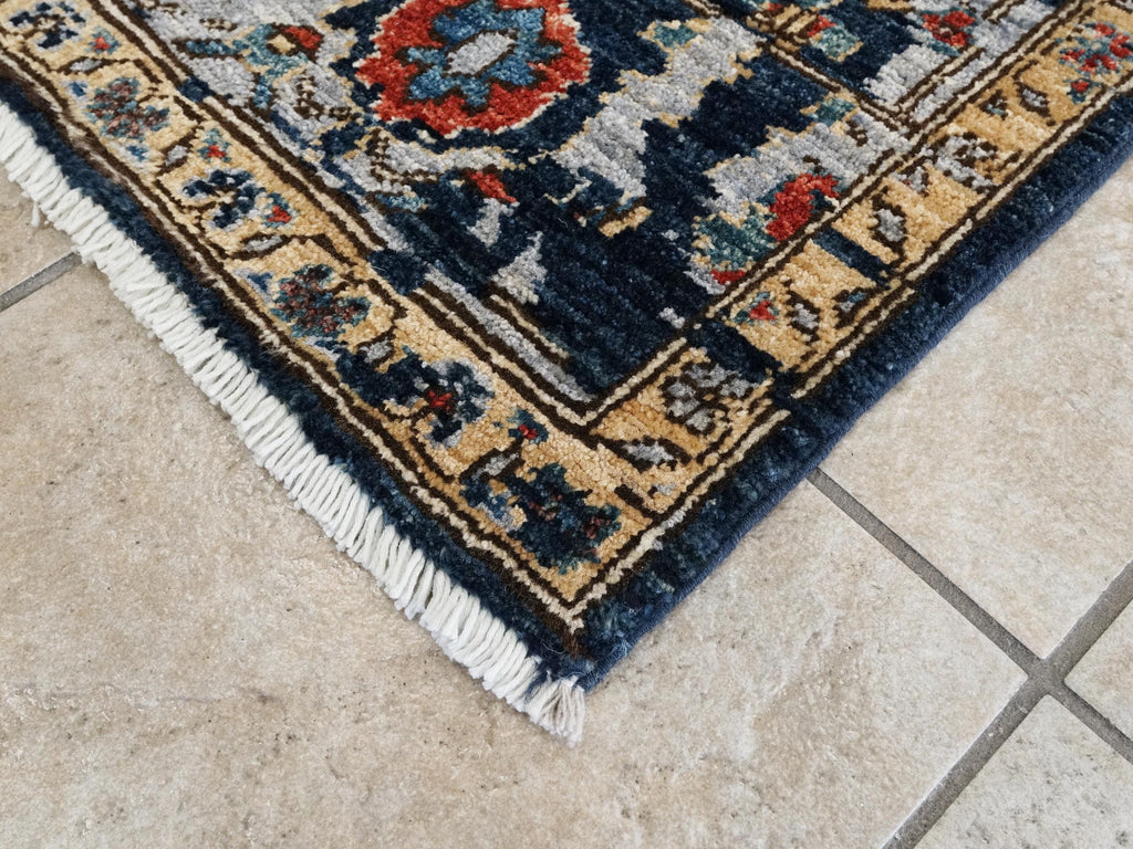 6x9 Ft Blue Serapi Rug - Hand Knotted Afghan Area Rug