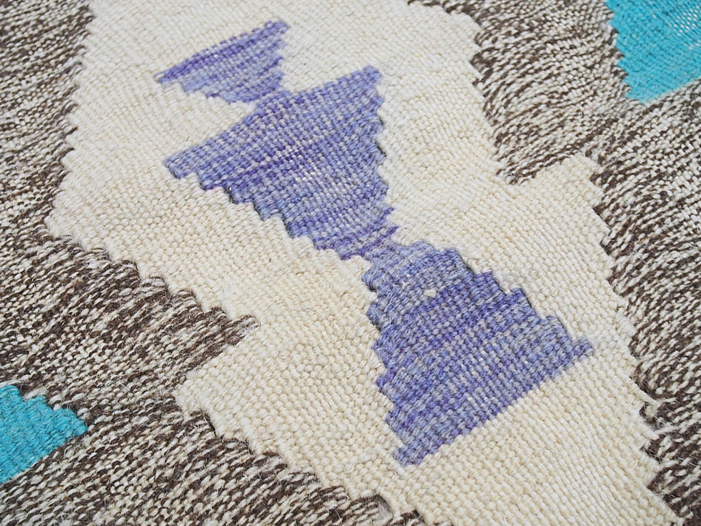 5x6 Ft Cyan Tribal Kilim Rug - Flat Weave Scandinavian Rug