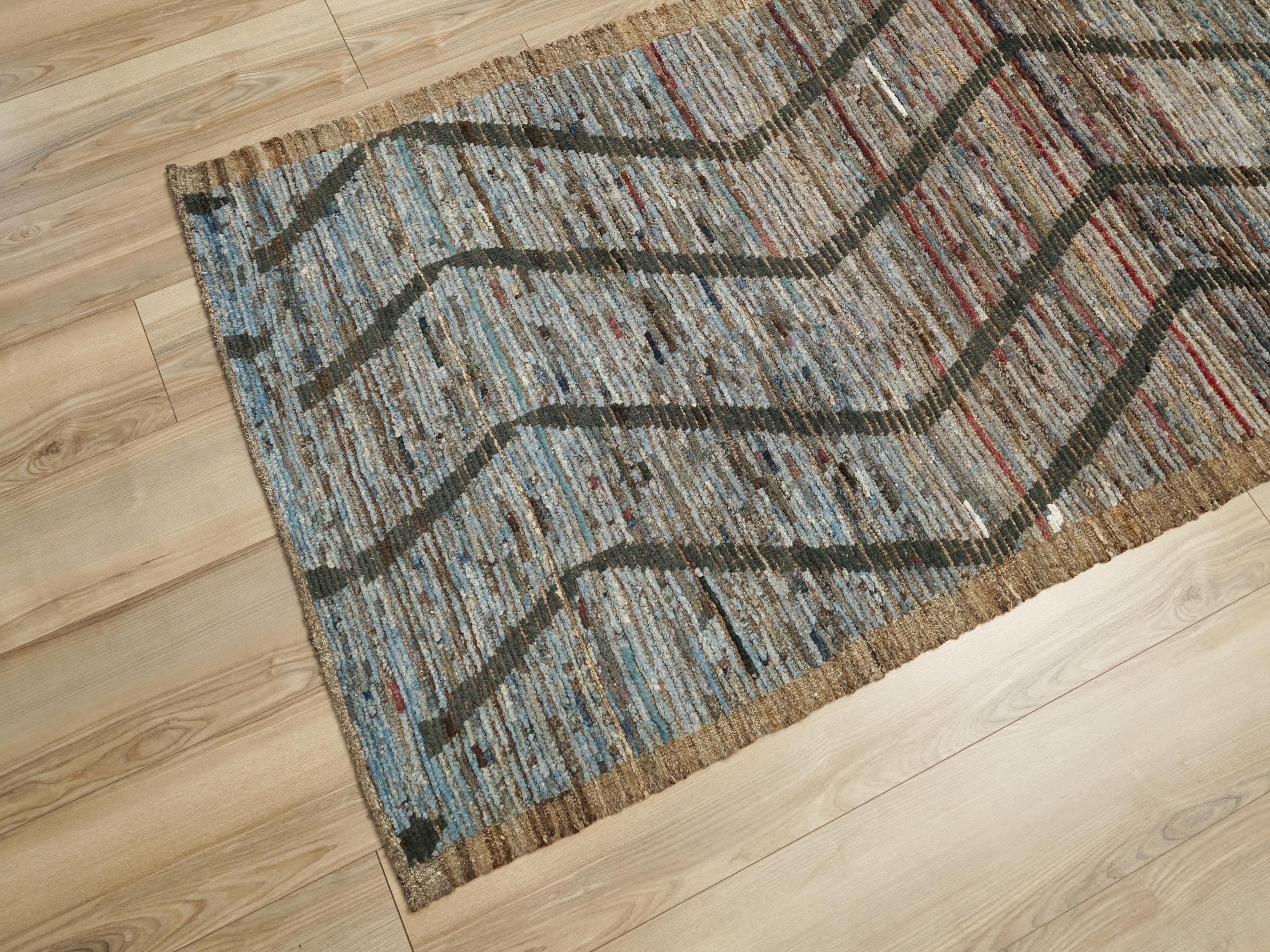 10 Ft Blue Moroccan Runner Rug - Afghan Wool Rug
