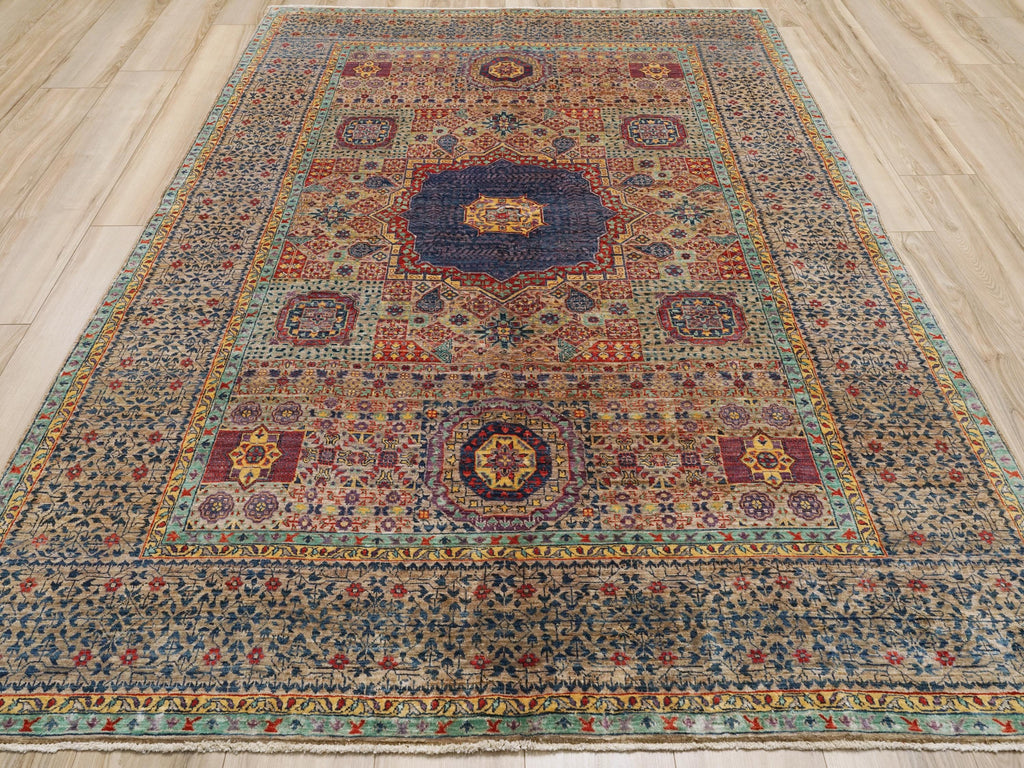 6x9 Ft Orange Mamluk Rug - Afghan Oriental Rug