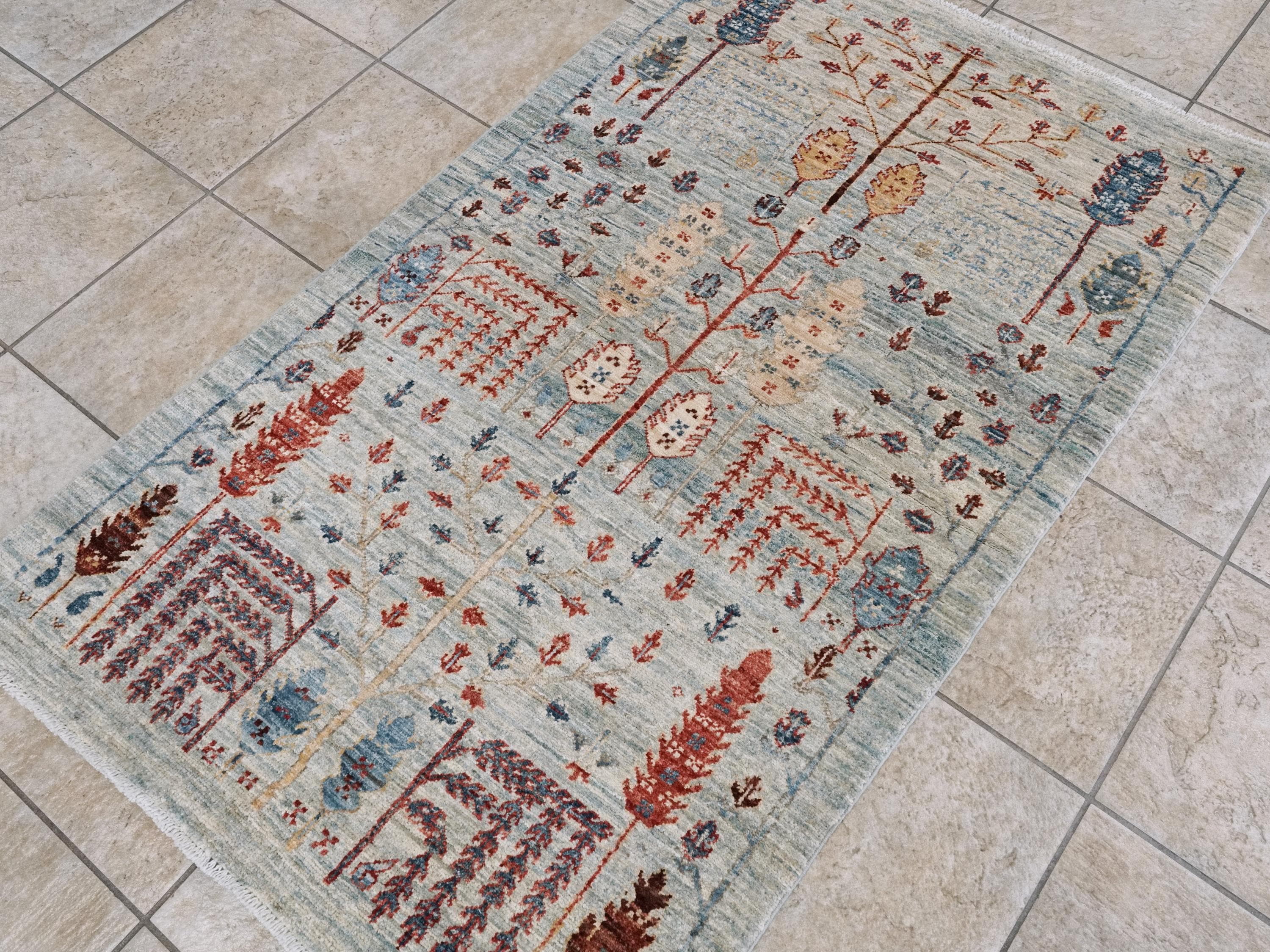 3x5 Ft Light Blue Serapi Rug - Oriental Wool Rug - Traditional Persian Design