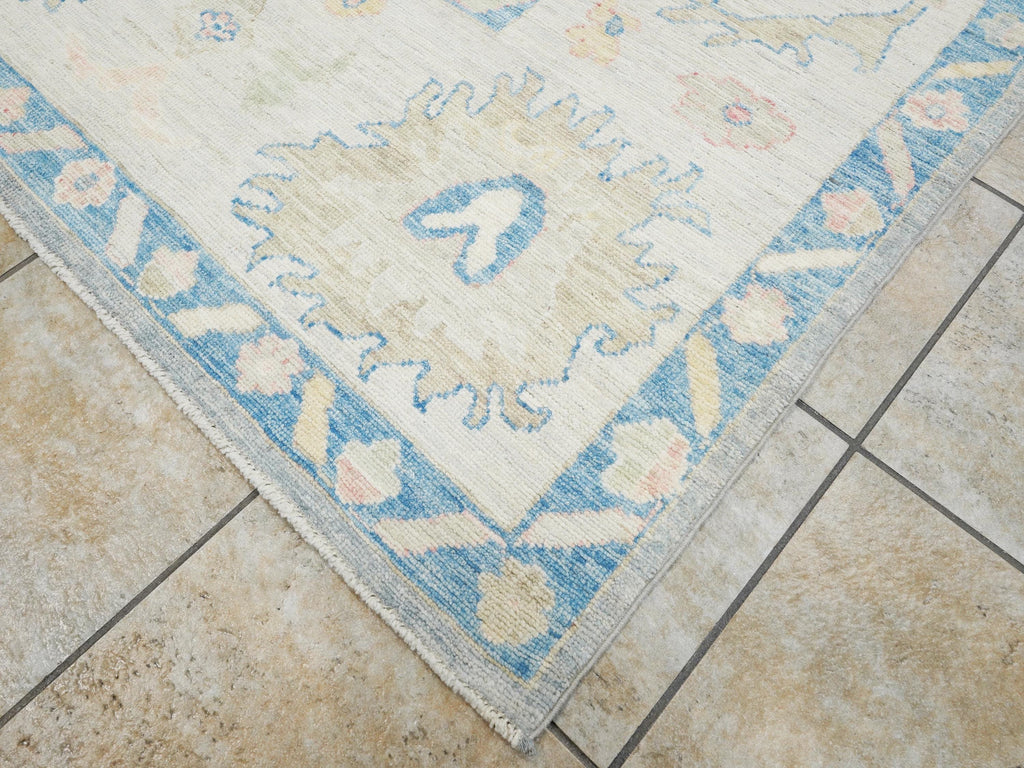 10x14 Ft Muted Blue Ushak Rug - Hand Knotted Wool Area Rug