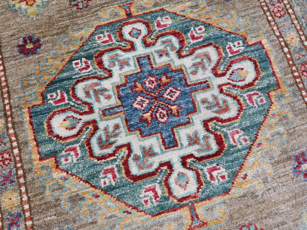 13 Ft Brown Kazak Runner Rug - Hand Knotted Wool Hallway Rug