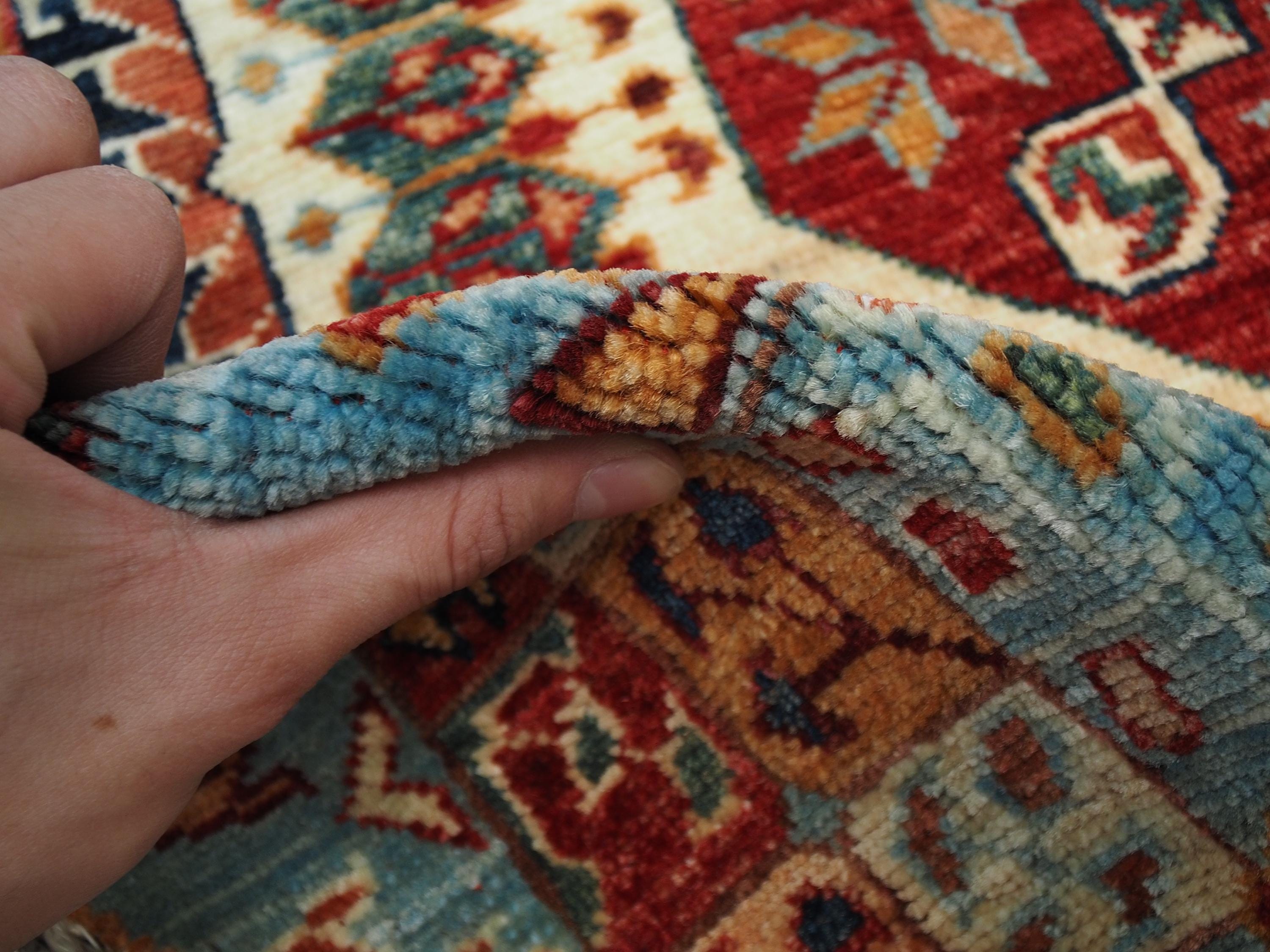 6x6 Ft Hand Knotted Light Blue Mamluk Rug - Round Oriental Medallion Rug