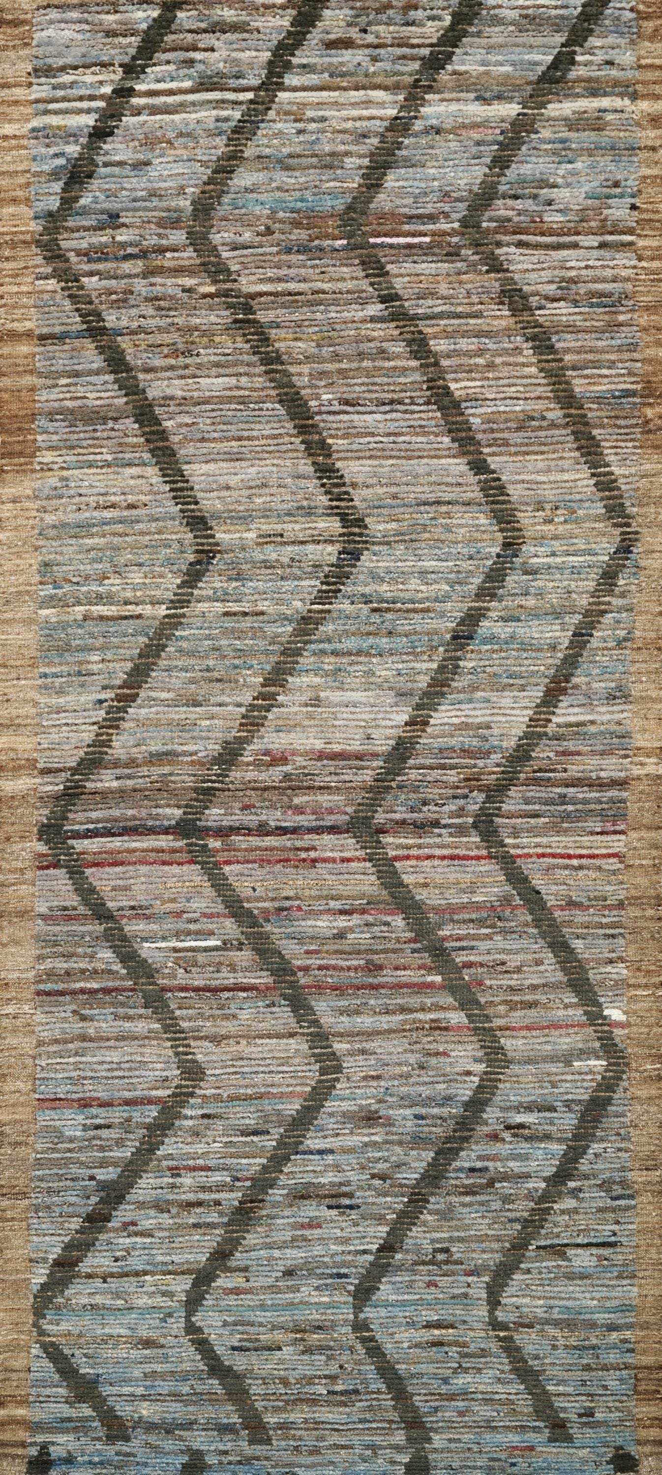 10 Ft Blue Moroccan Runner Rug - Afghan Wool Rug