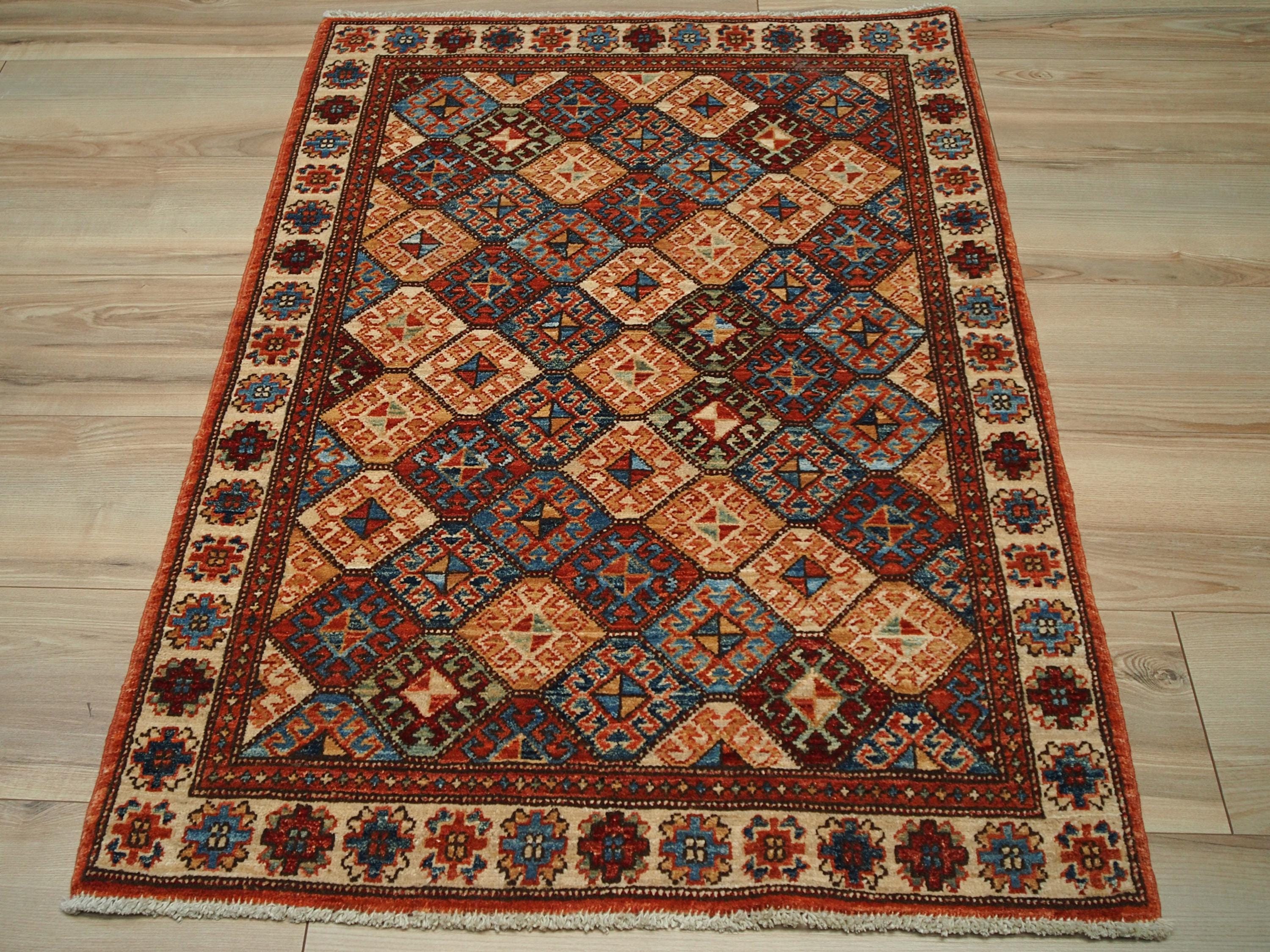 3x5 Ft Orange Heriz Rug - Oriental Wool Rug