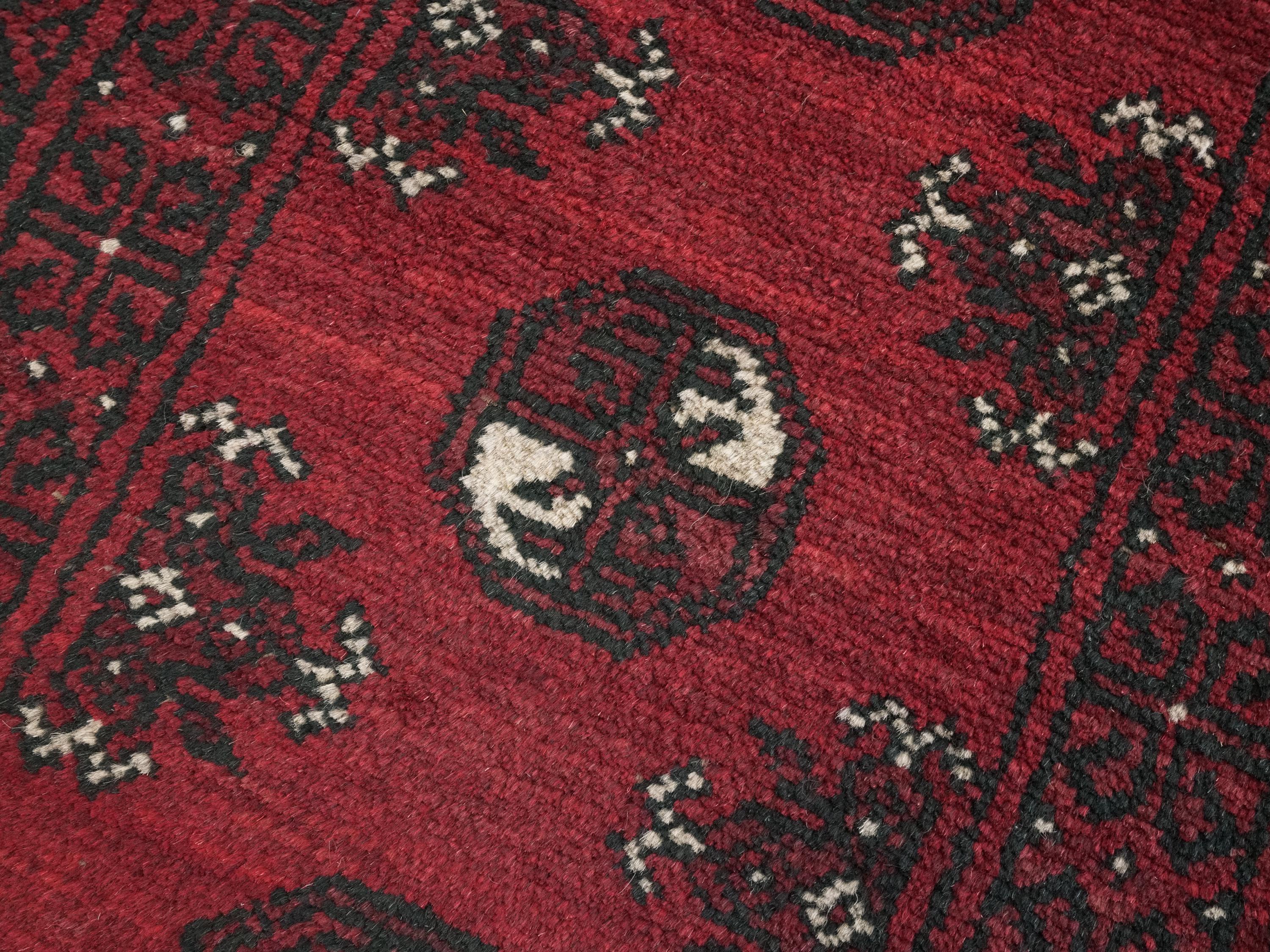 2x3 Ft Red Ersari Rug - Hand Knotted Afghan Wool Rug