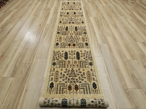 15 Ft Beige Serapi Runner Rug - Handmade Afghan Rug - Persian Design