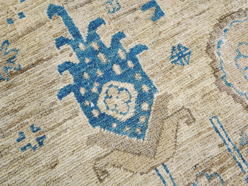 6x10 Ft Antique Heriz Rug - Beige & Blue Persian Rug