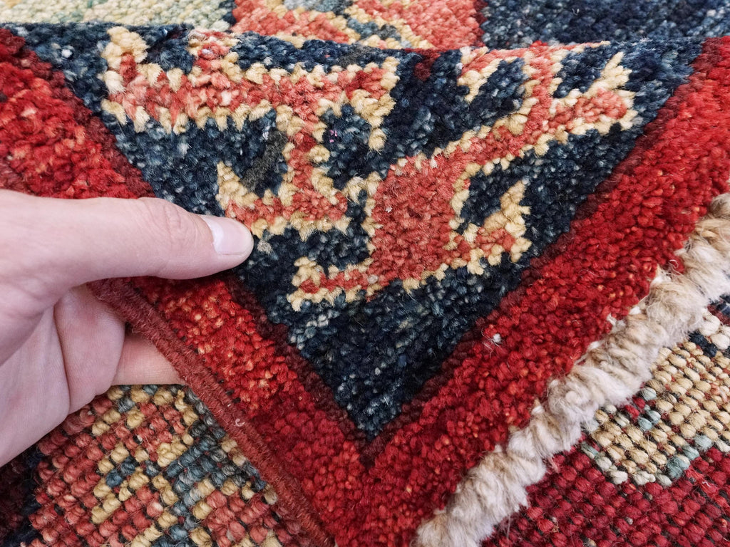 6x12 Ft Blue & Red Sarkisla Rug - Afghan Wool Area Rug - Geometric Design