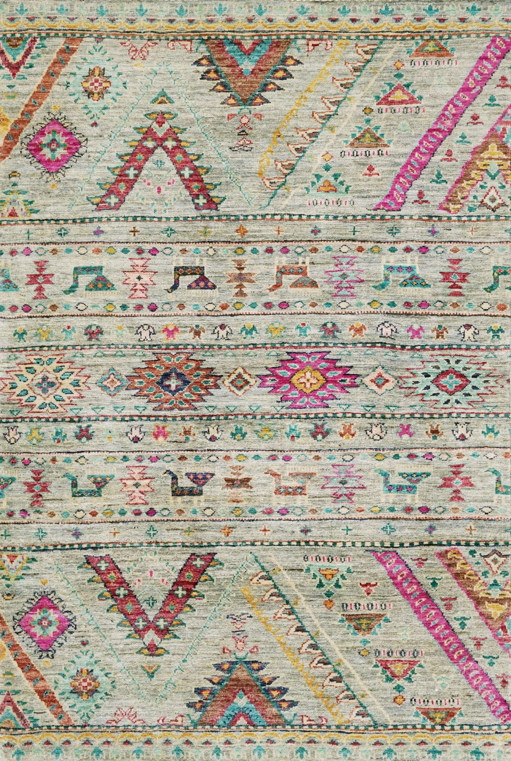 3x5 Ft Hand Knotted Cyan Khorjin Rug - Traditional Tribal Rug
