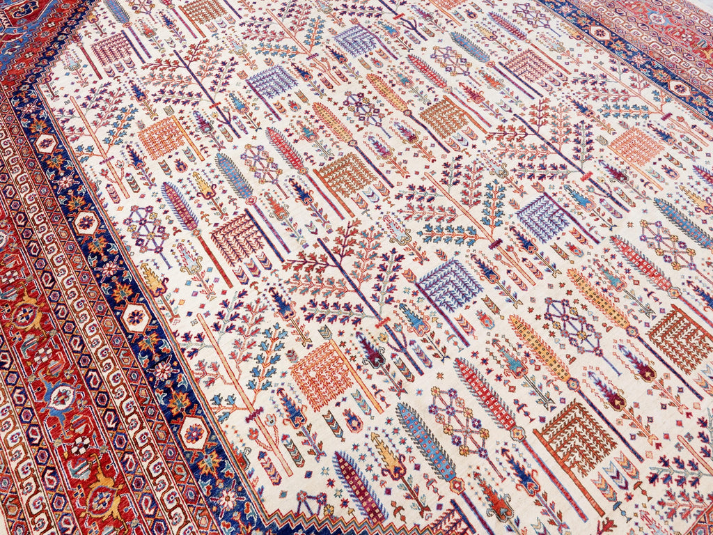 12x15 Ft Hand Knotted Red Heriz Rug - Traditional Oriental Area Rug