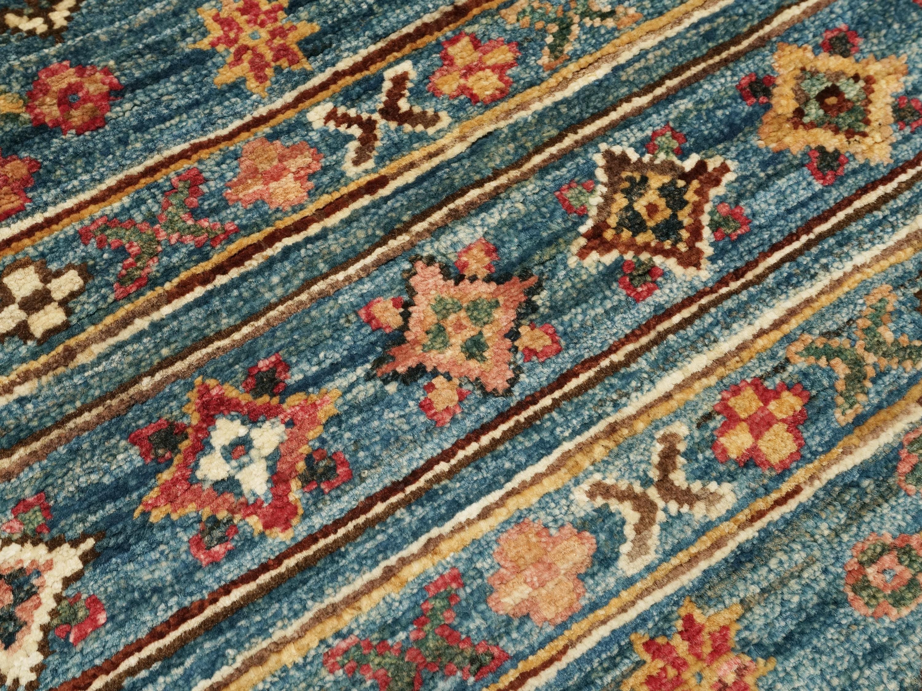 3x5 Ft Blue Khorjin Rug - Afghan Handmade Area Rug