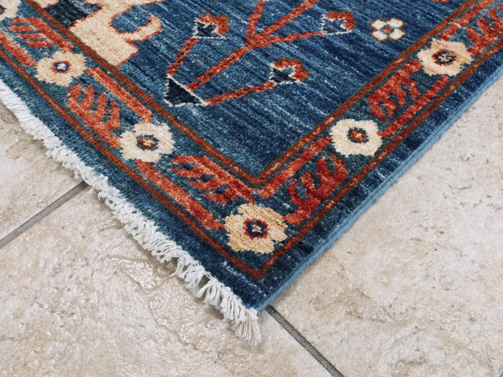 6x9 Ft Blue Serapi Rug - Oriental Area Rug - Allover Floral Design
