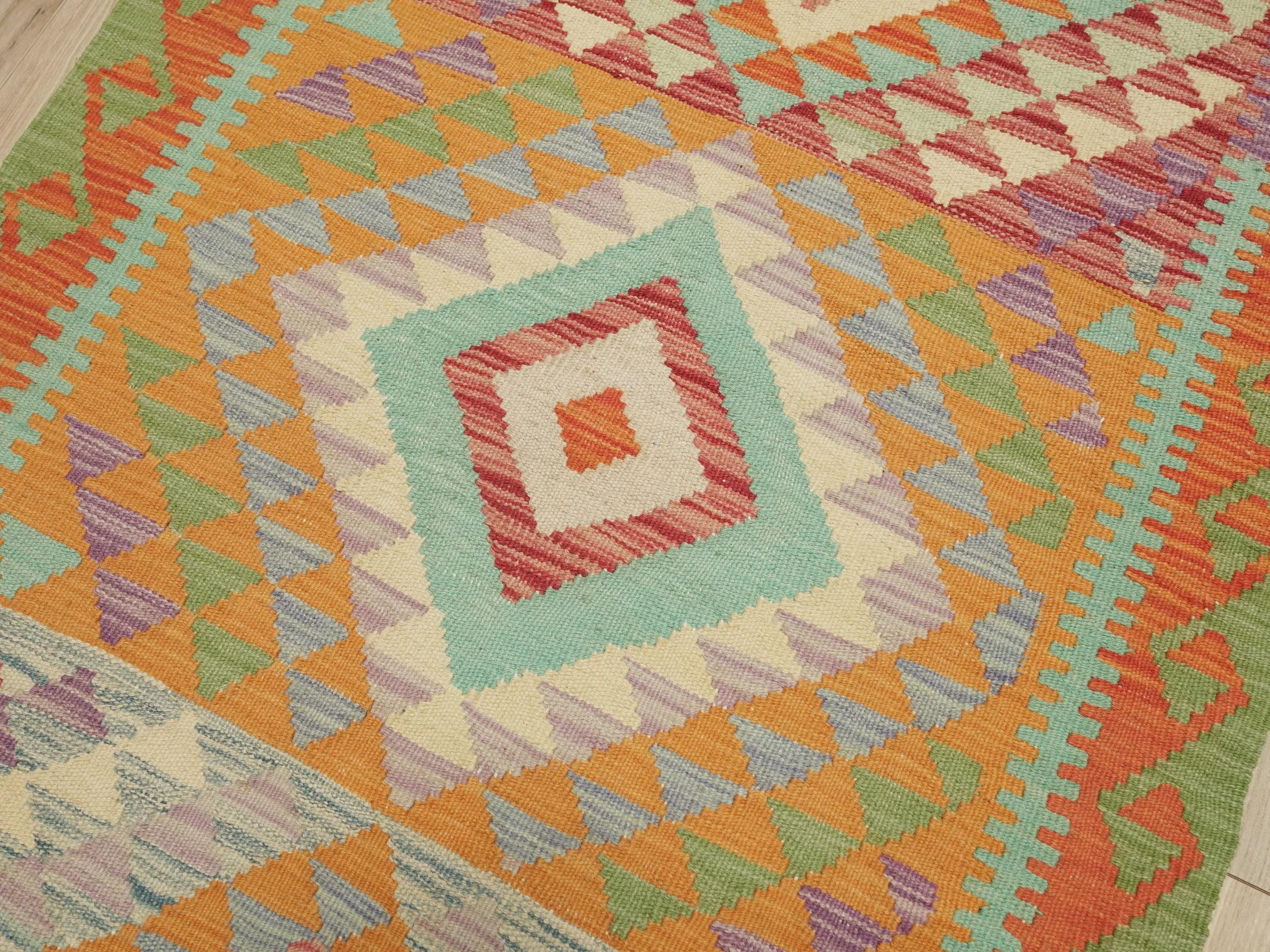 10 Ft Red Kilim Runner Rug - Flat Weave Wool Rug