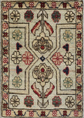 1x2 Ft Hand Knotted Beige Serapi Rug - Ghazni Wool Floral Rug