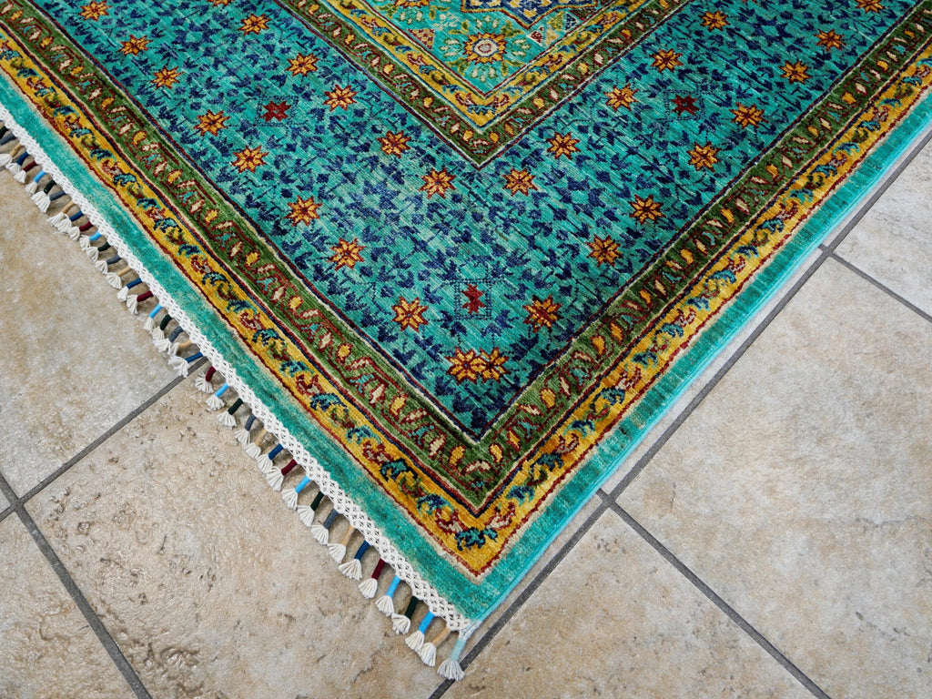 9x12 Ft Green Mamluk Rug - Afghan Oriental Area Rug