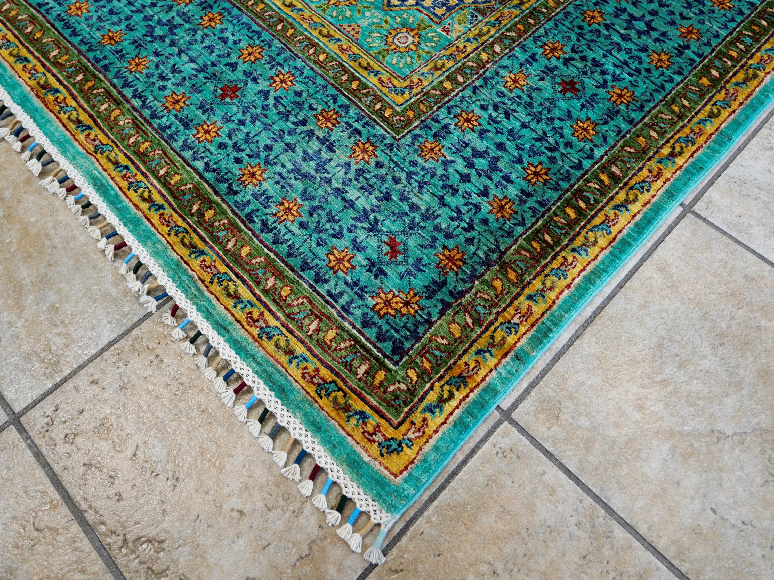 9x12 Ft Green Mamluk Rug - Afghan Oriental Area Rug
