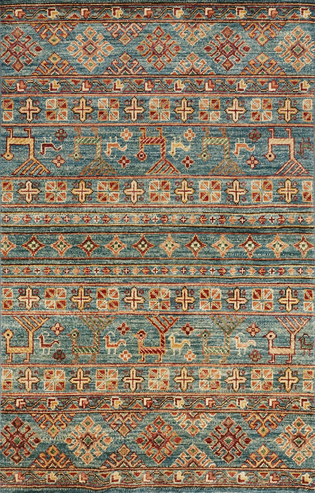 3x5 Ft Blue Khorjan Rug - Hand Knotted Oriental Rug