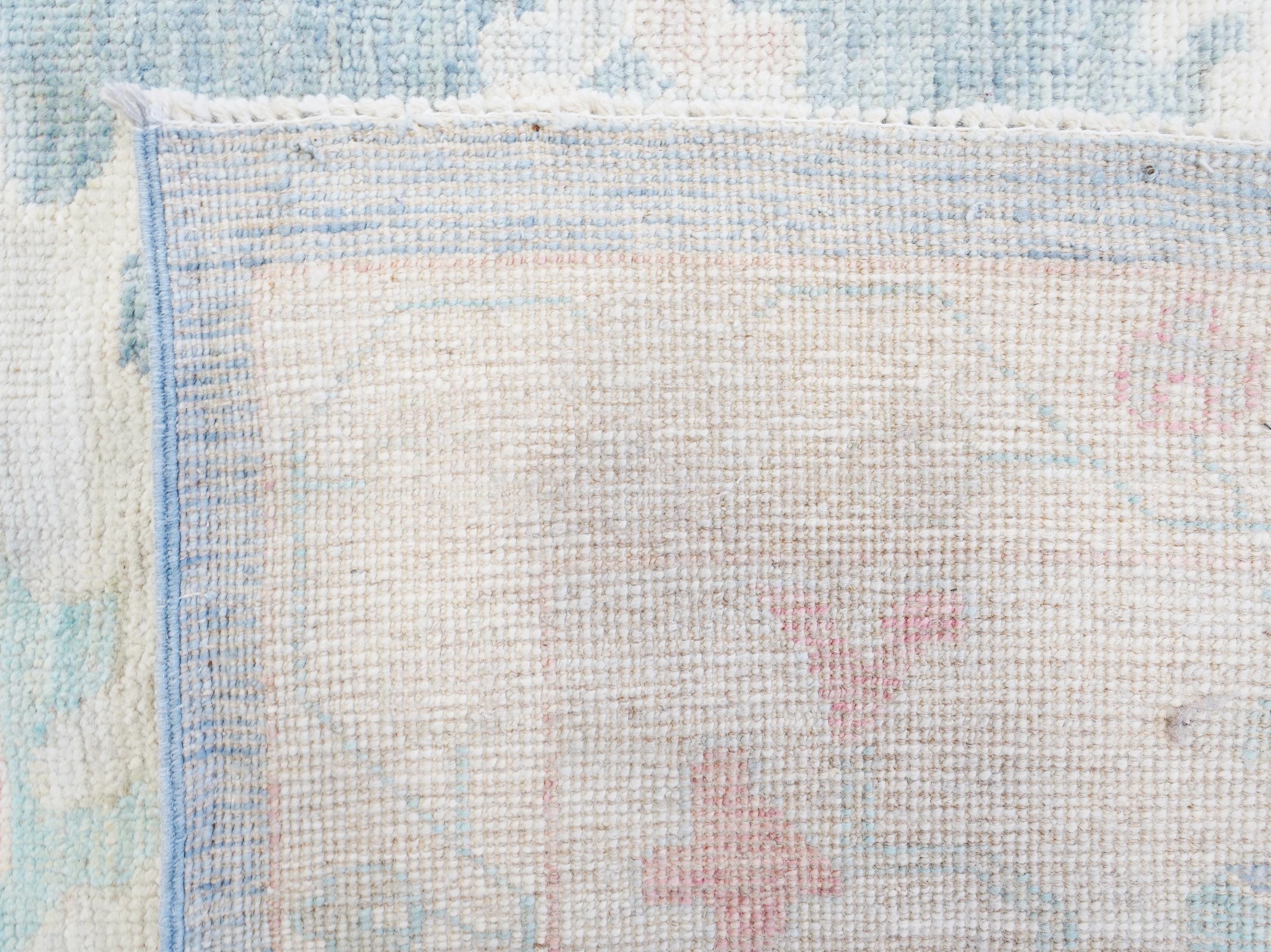 12x15 Ft Muted Ushak Rug - Traditional Wool Area Rug - Greenish Blue Turkish design