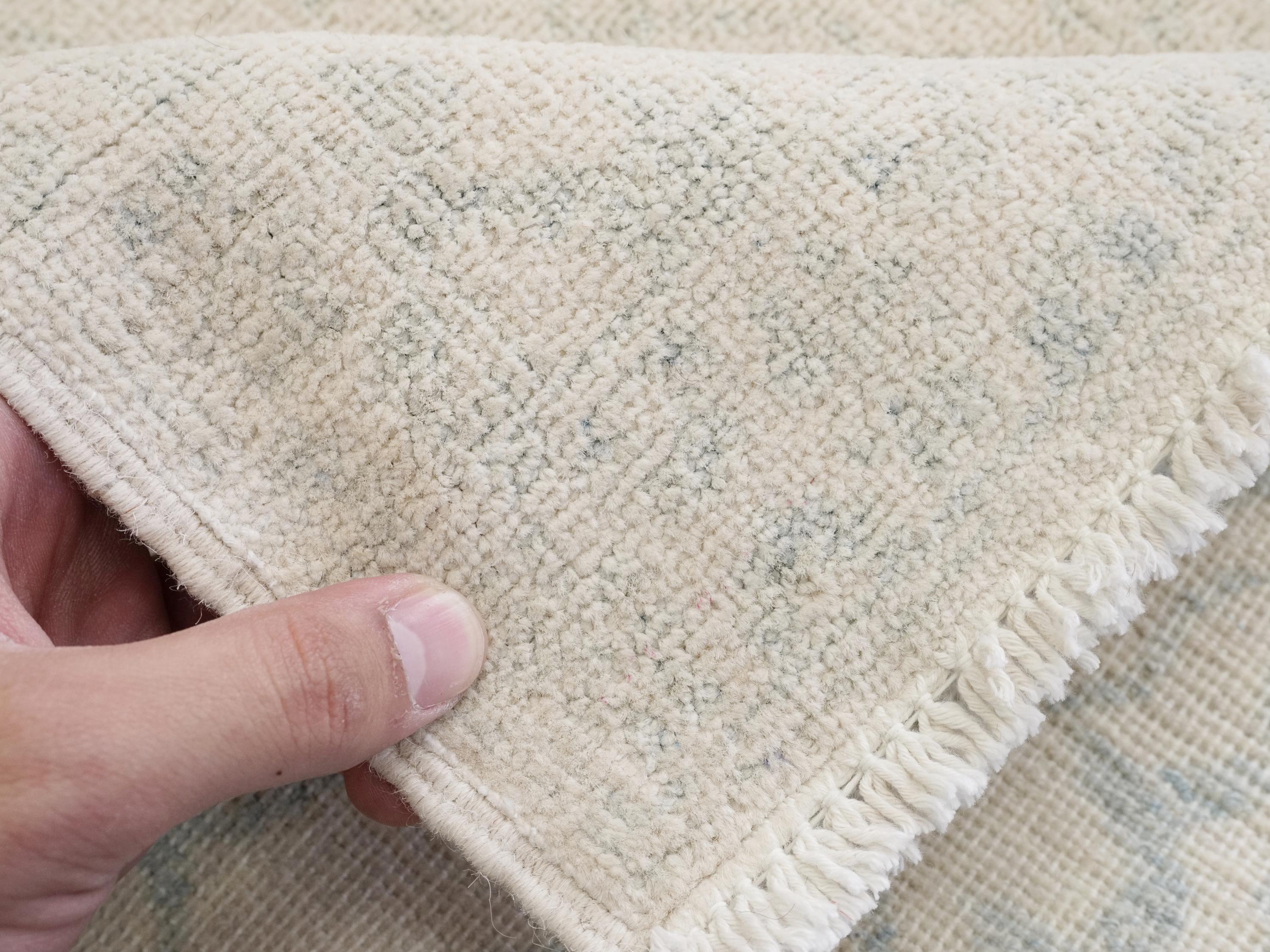 2x6 Ft Hand Knotted Heriz Rug - Beige Afghan Wool Runner