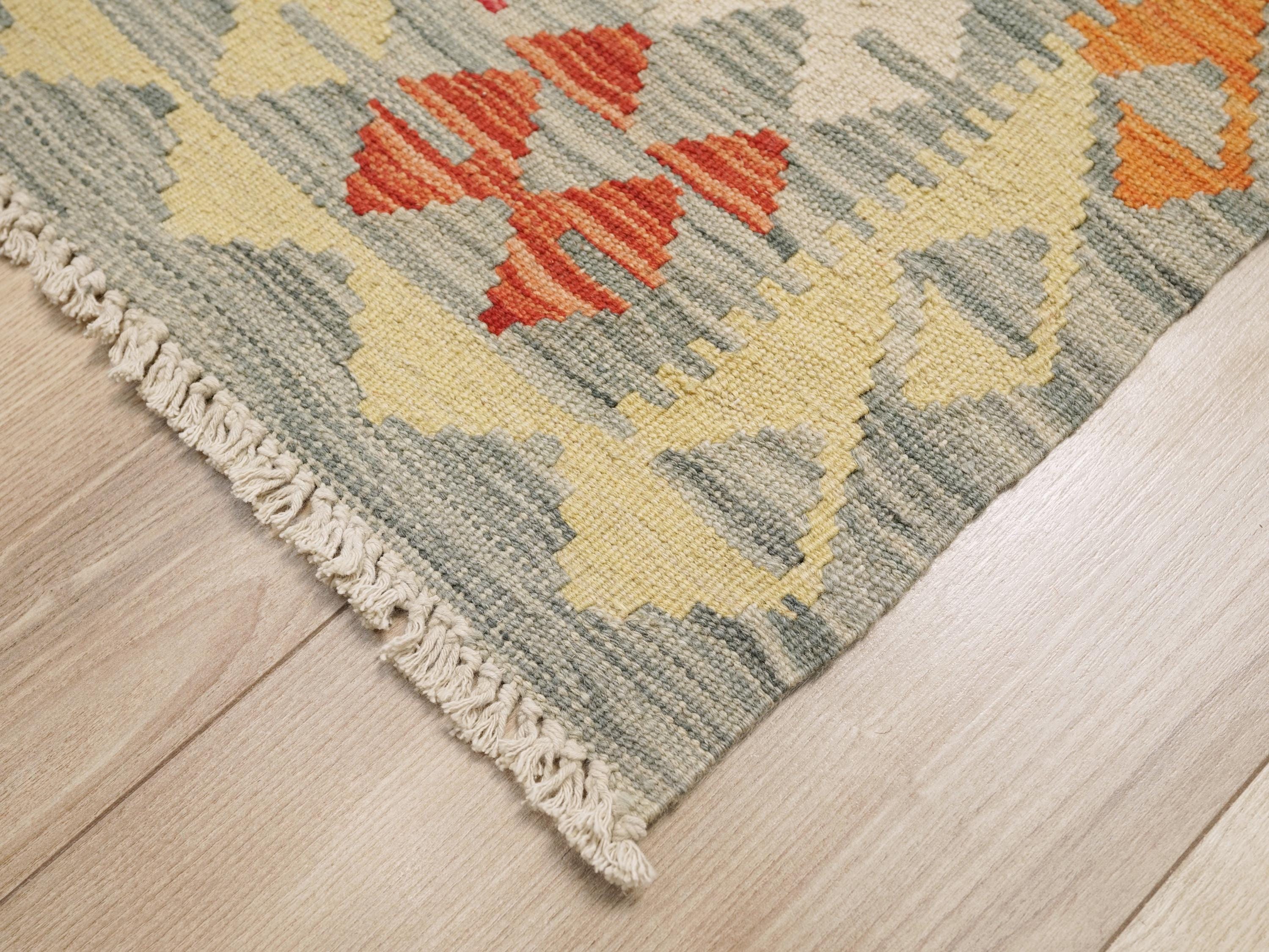6x8 Ft Orange Tribal Kilim Rug - Flat Weave Afghan Rug