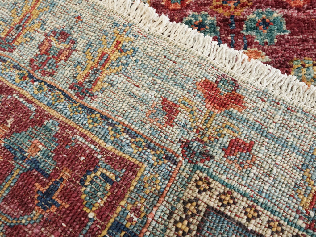 2x3 Ft Handmade Afghan Heriz Rug - Blue Wool Small Accent Rug