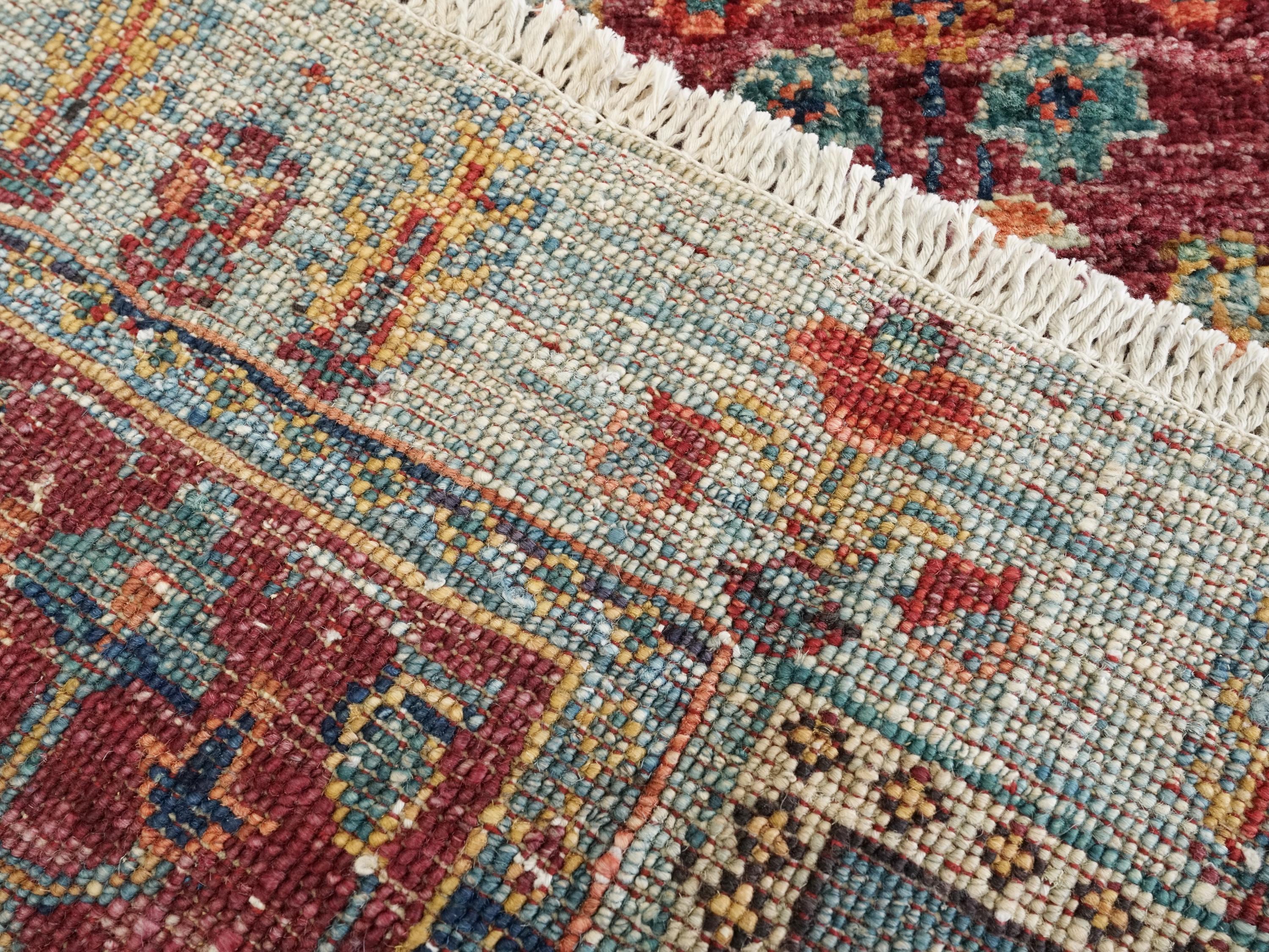 2x3 Ft Handmade Afghan Heriz Rug - Blue Wool Small Accent Rug