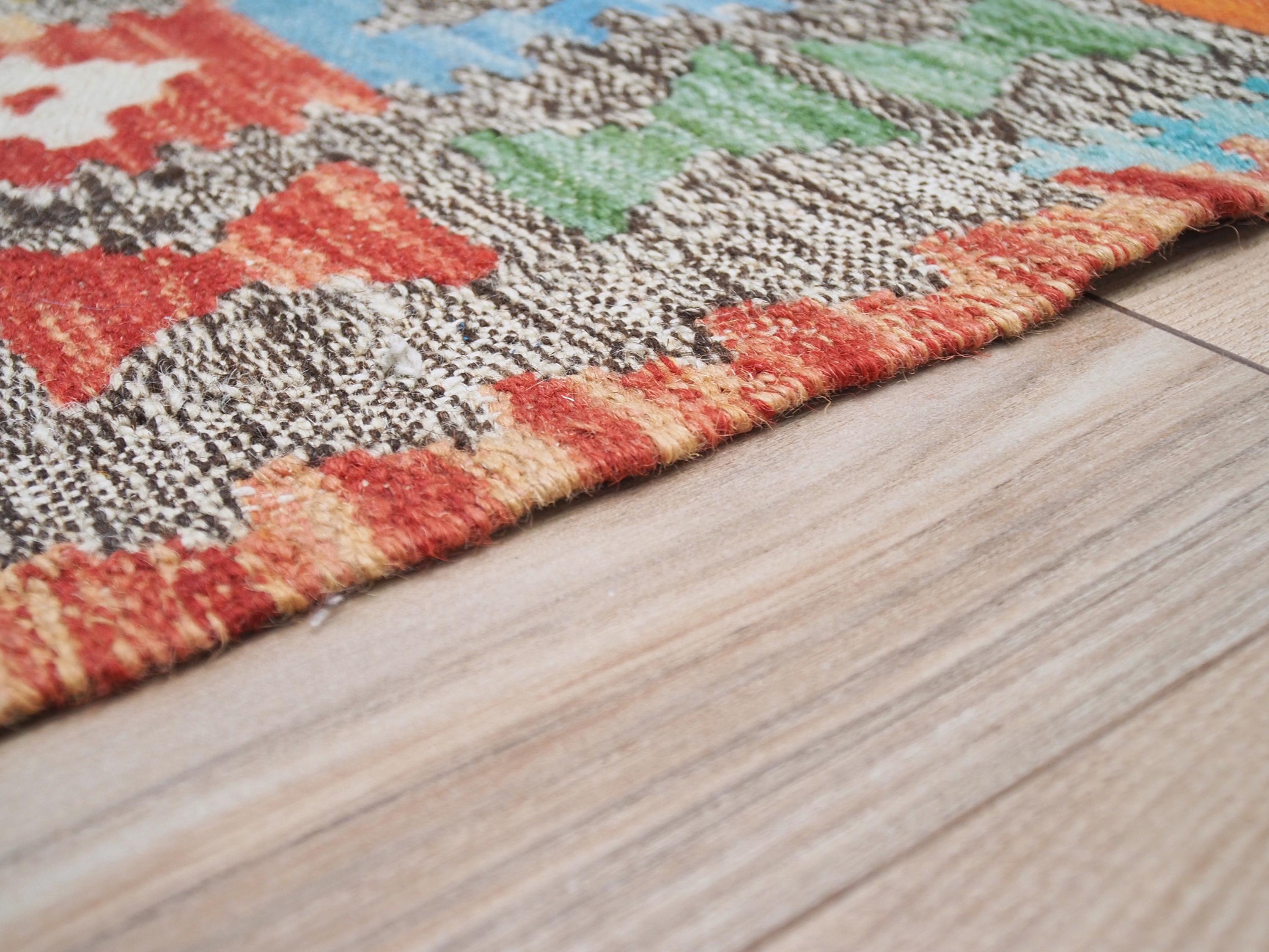 5x6 Ft Orange Tribal Kilim Rug - Flat Weave Wool Rug