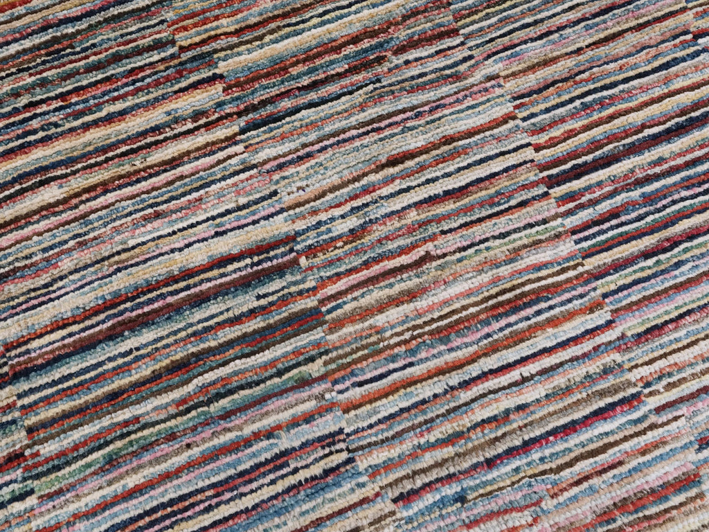 6x9 Ft Gabbeh Rug - Afghan Wool Area Rug - Striped Design