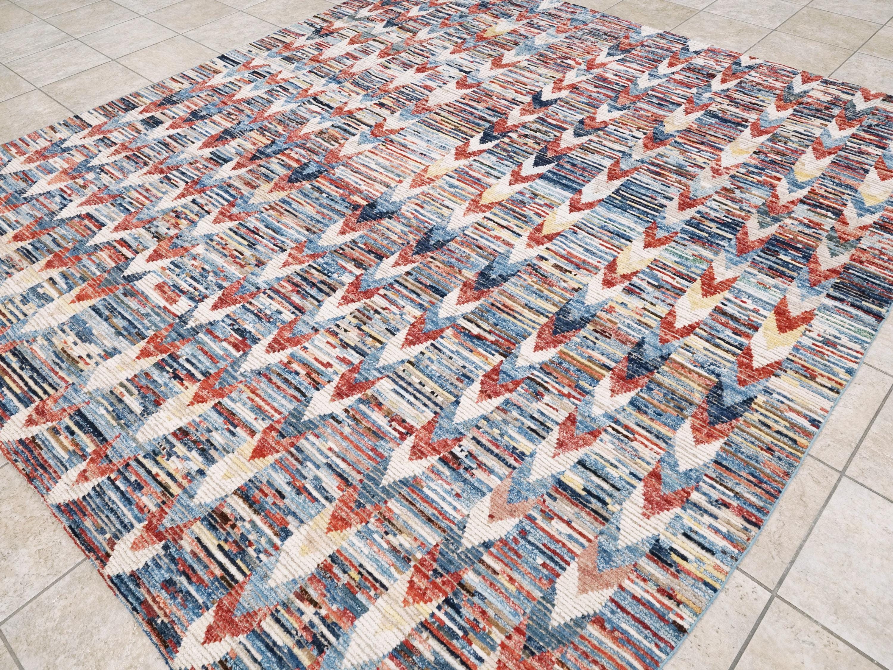 8x10 Ft Colorful Moroccan Rug -Afghan Handmade Wool Rug