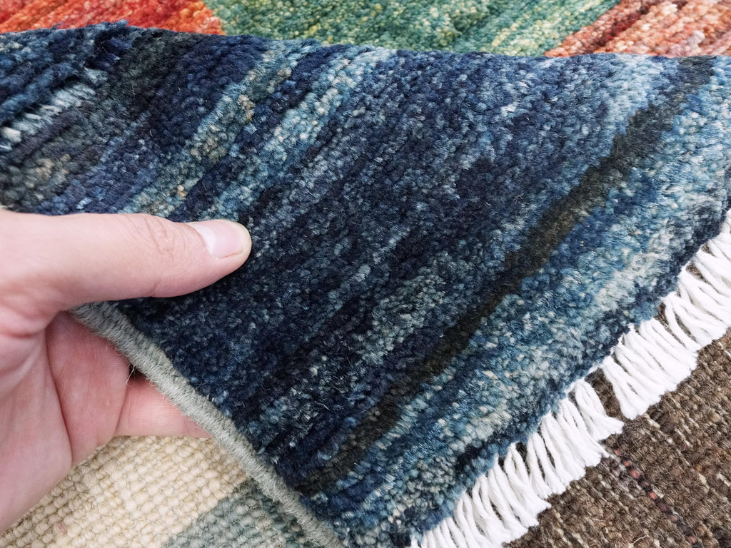 8x10 Ft Hand Knotted Colorful Gabbeh Rug - Geometric Design