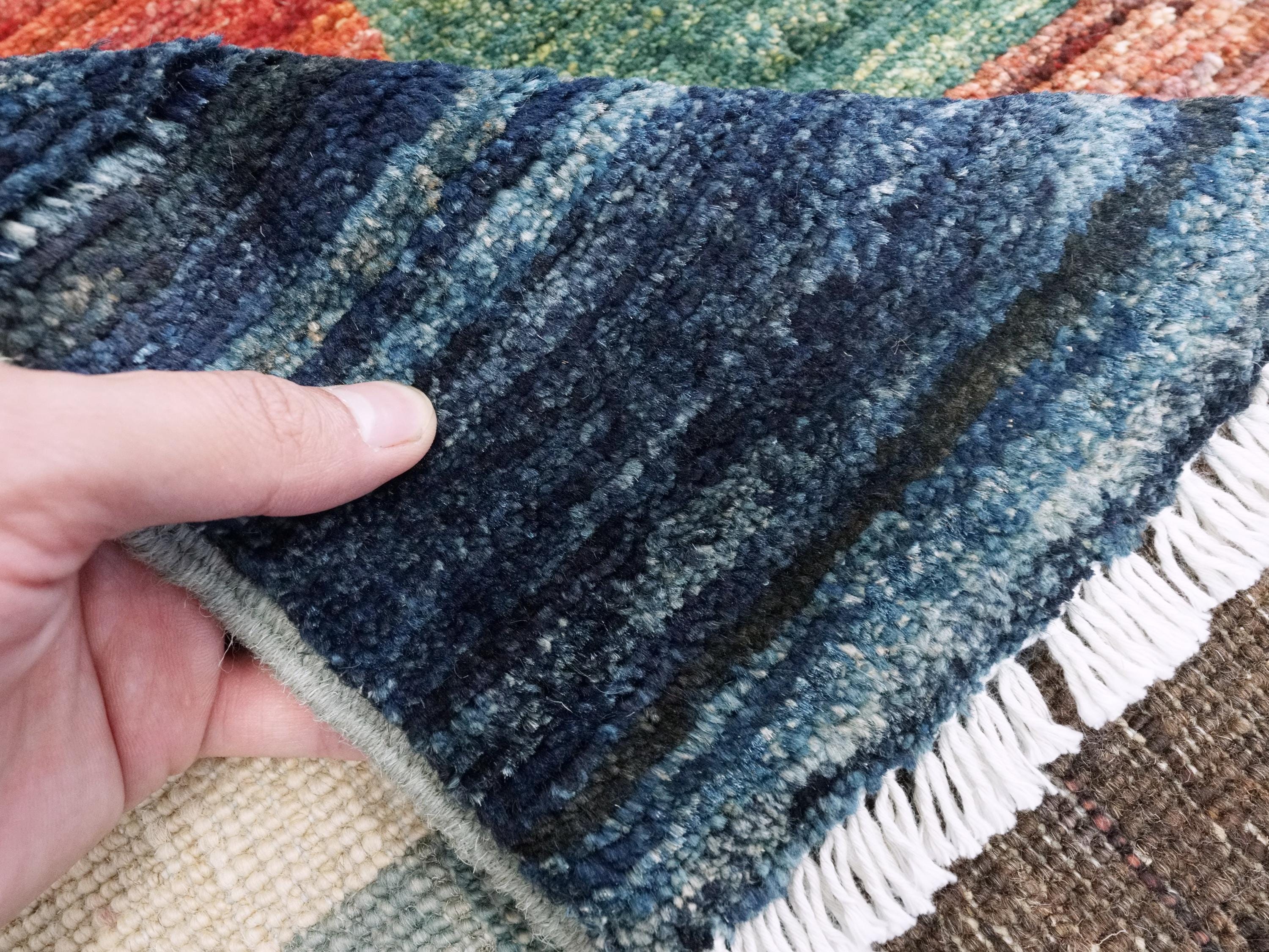 8x10 Ft Hand Knotted Colorful Gabbeh Rug - Geometric Design