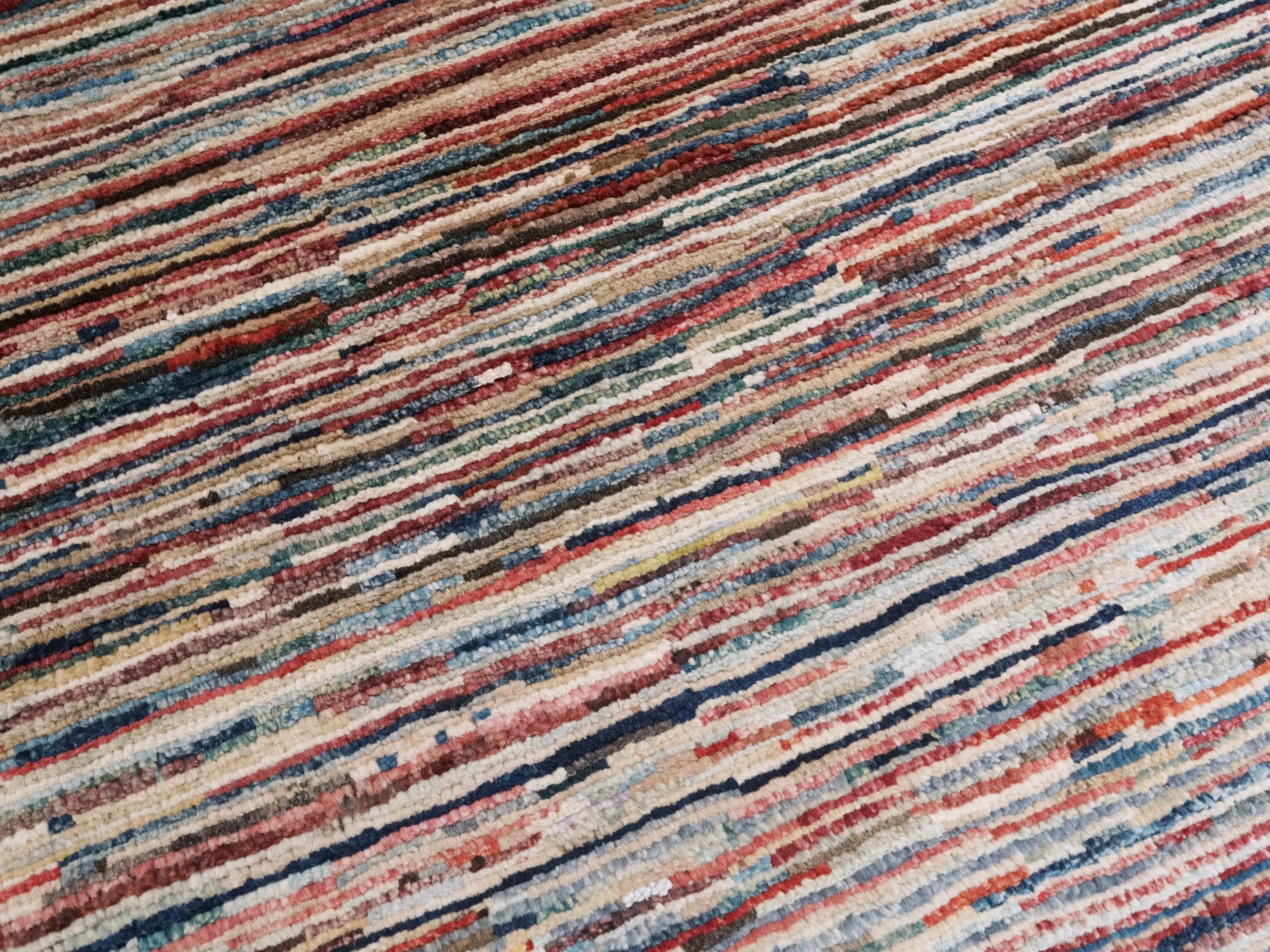 6x9 Ft Multicolor Gabbeh Rug - Afghan Wool Area Rug - Plain Design