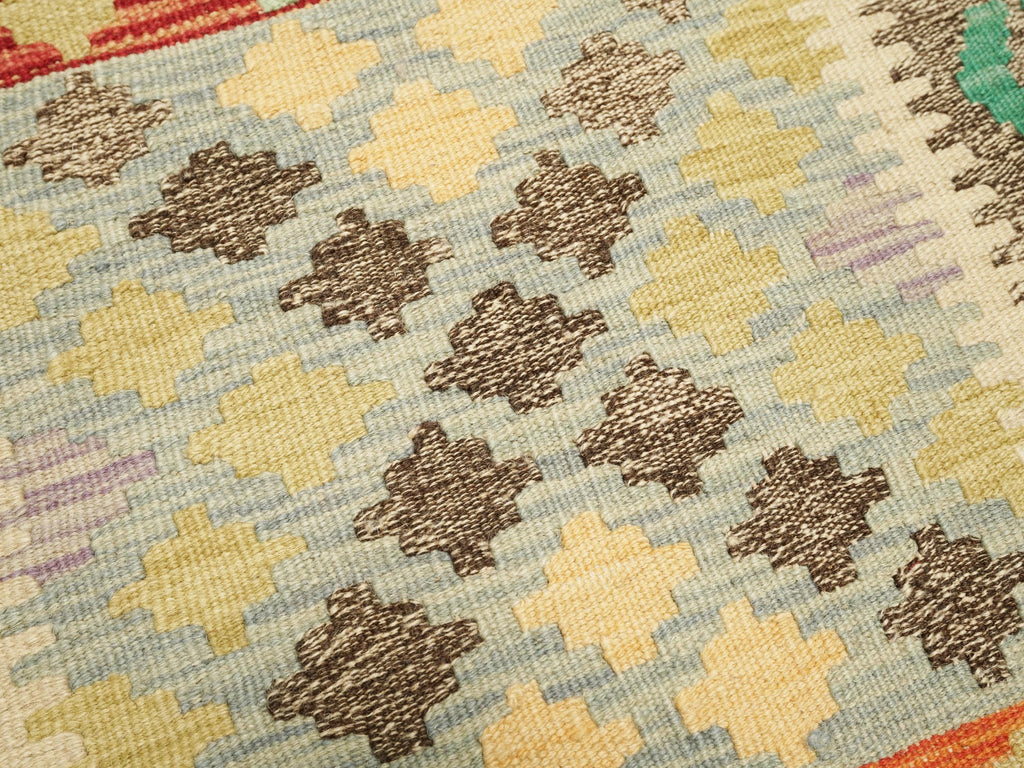 9 Ft Wool Kilim Runner Rug - Traditional Afghan Hallway Rug