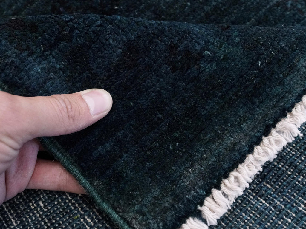 6x8 Ft Dark Blue Serapi Rug - Handmade Afghan Wool Area Rug - Over Dyed