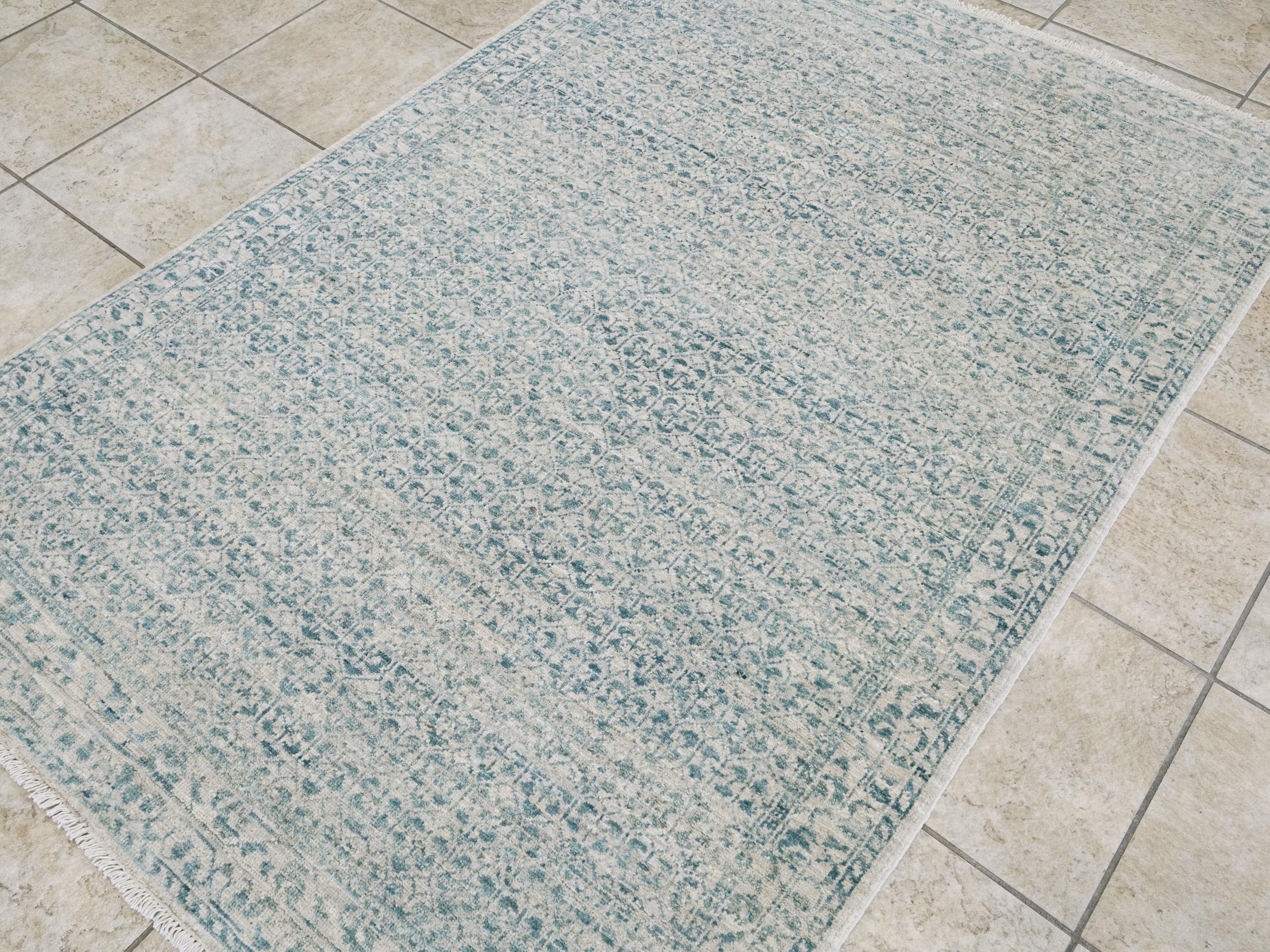 4x6 Ft Blue Heriz Rug - Afghan Handmade Oriental Rug