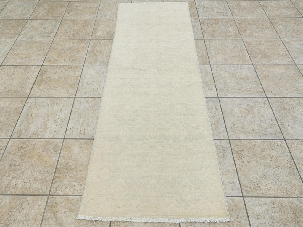 7 Ft Vintage Heriz Runner - Hand Knotted Wool Rug - Beige Persian Style
