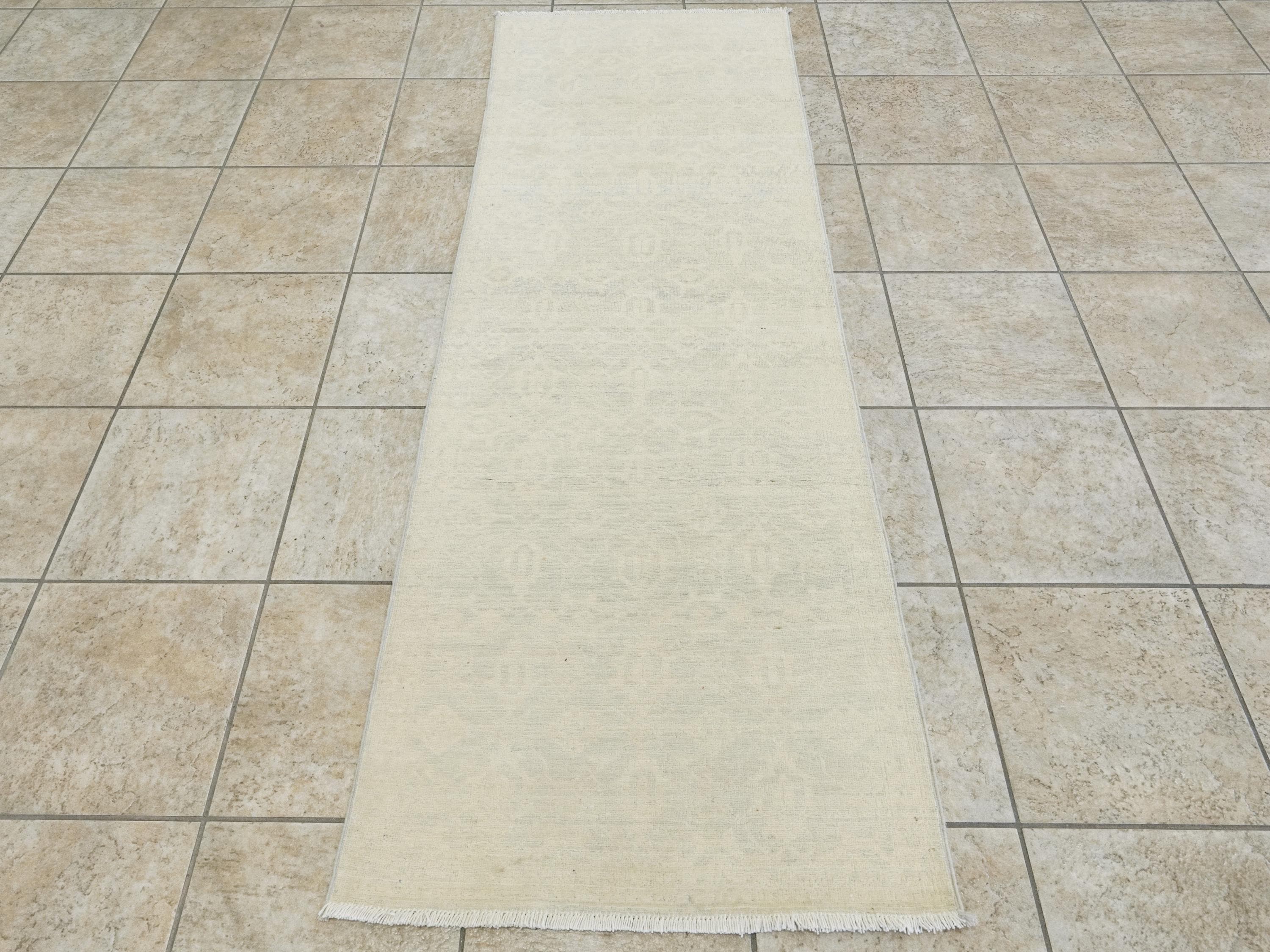 7 Ft Vintage Heriz Runner - Hand Knotted Wool Rug - Beige Persian Style