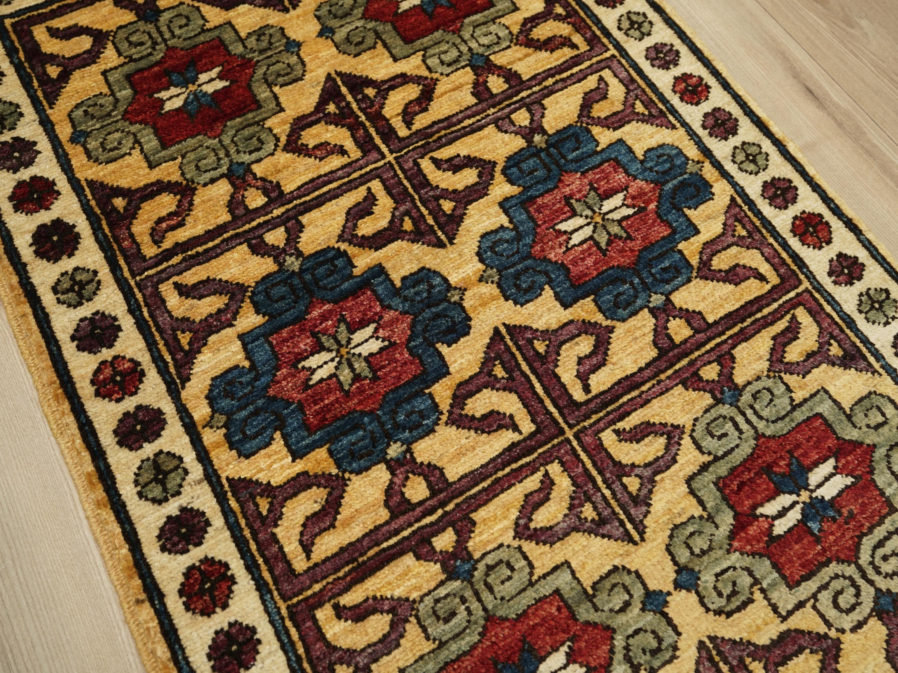 2x3 Ft Yellow Ersari Rug - Afghan Wool Tribal Rug