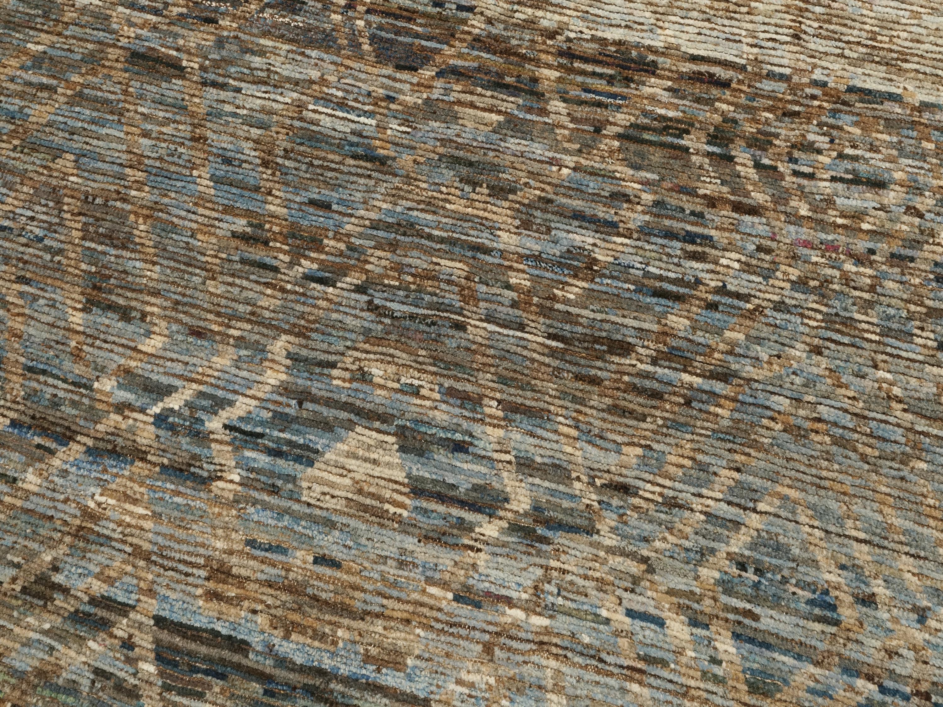 7x7 Ft Blue Moroccan Rug - Afghan Handmade Square Rug