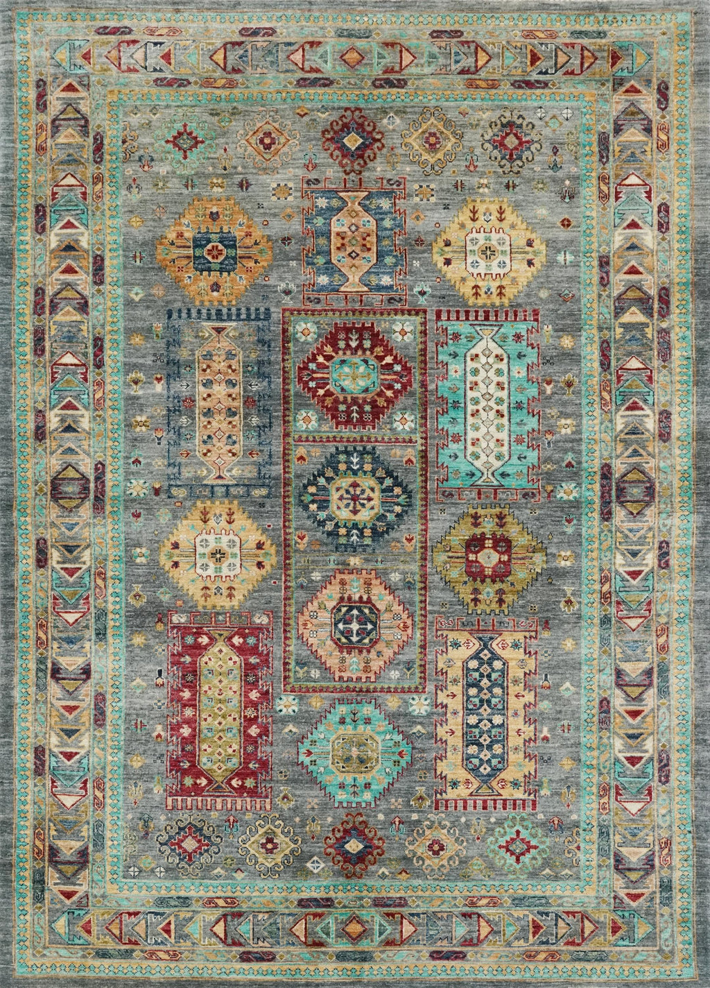 6x8 Ft Gray Bidjar Rug - Hand Knotted Oriental Wool Rug